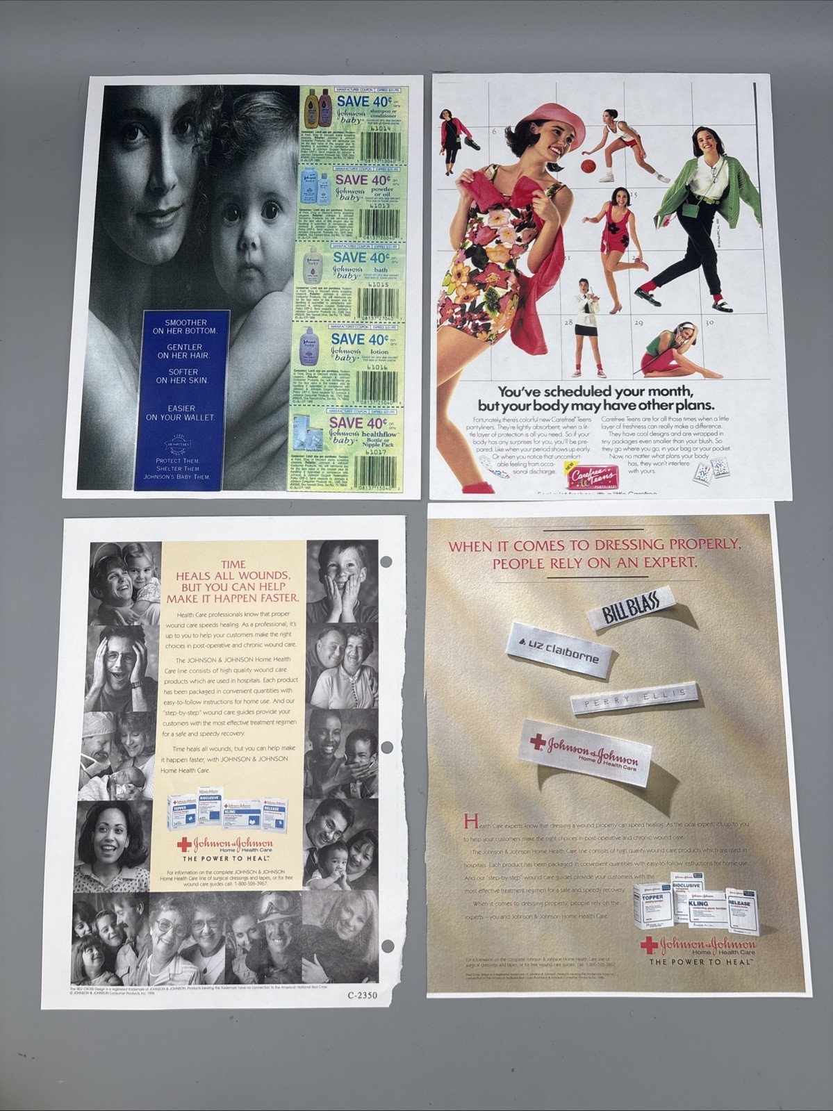 Johnson & Johnson Advertising Lot Coupons, Carefree Teens, Band-Aid J&J VTG (5)