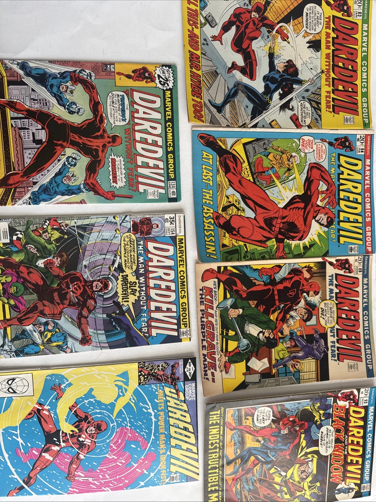 Marvel Daredevil Comics Lot Of 7: #83 84 88 93 134 154 178 Vintage Lot