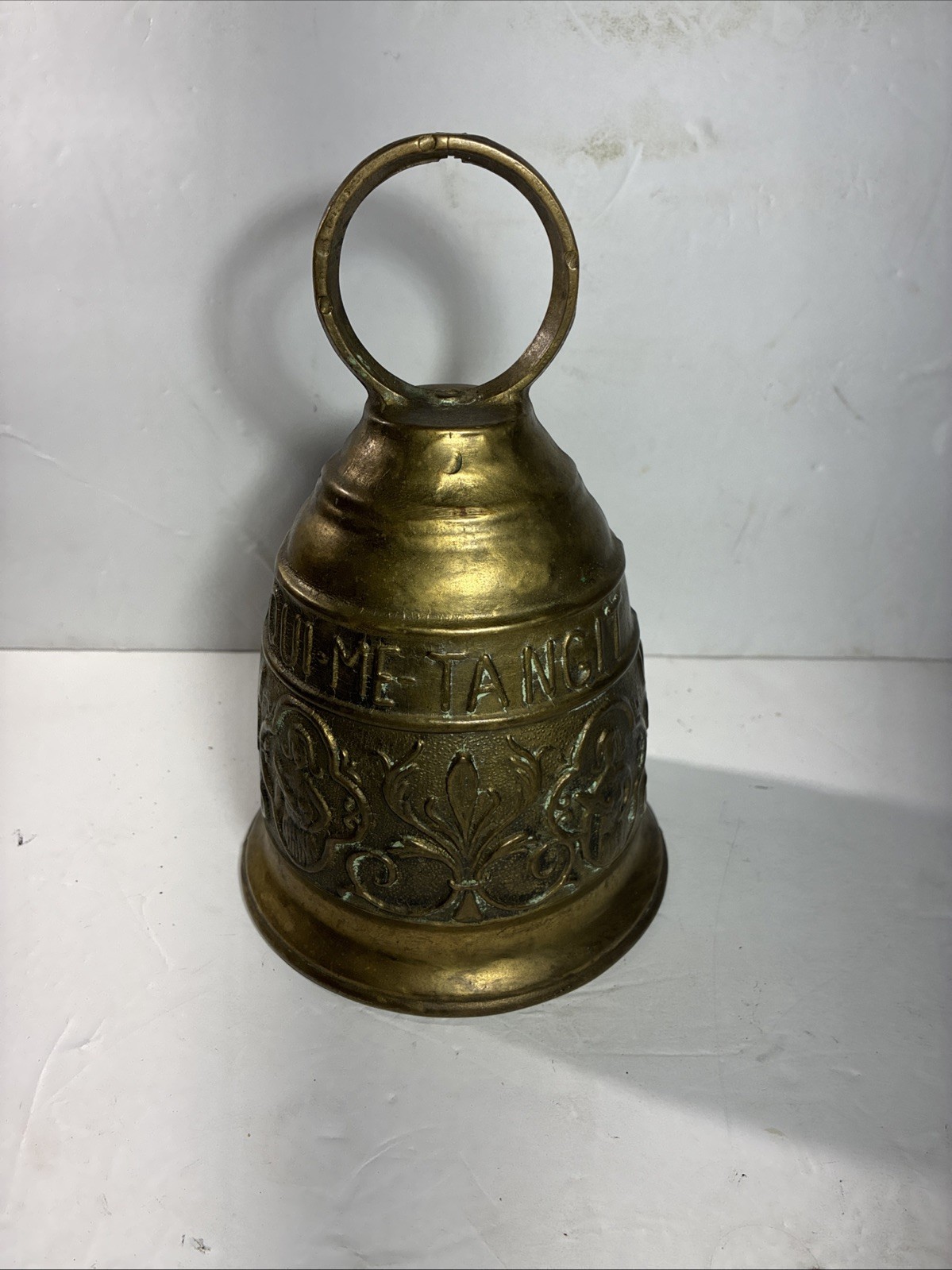 Vintage Heavy Brass Monastery Bell – Latin Inscription (8.5\