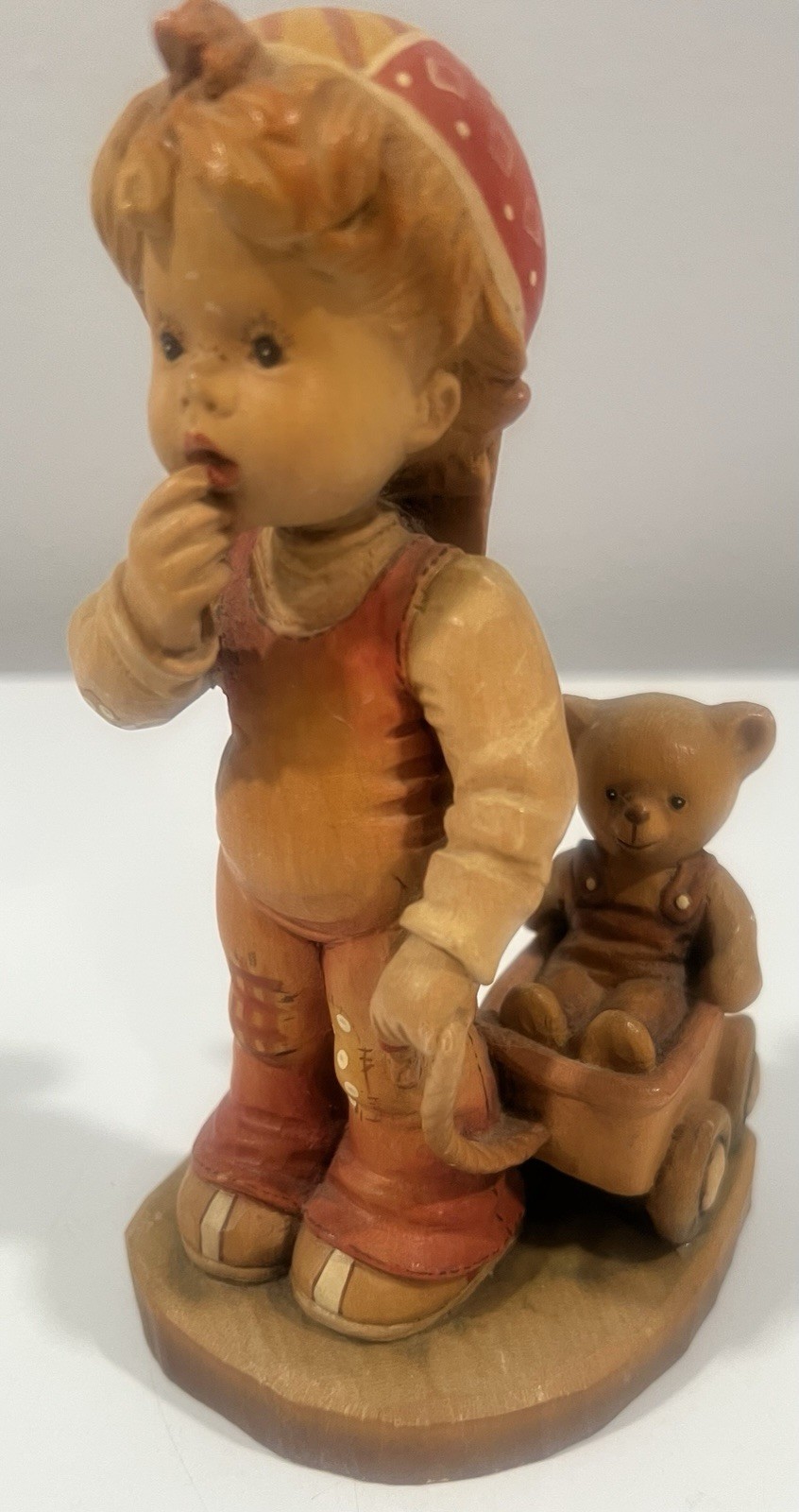 ANRI Boy with Wagon Wood Carved “Finding Our Way” Figurine Made In Italy Vintage