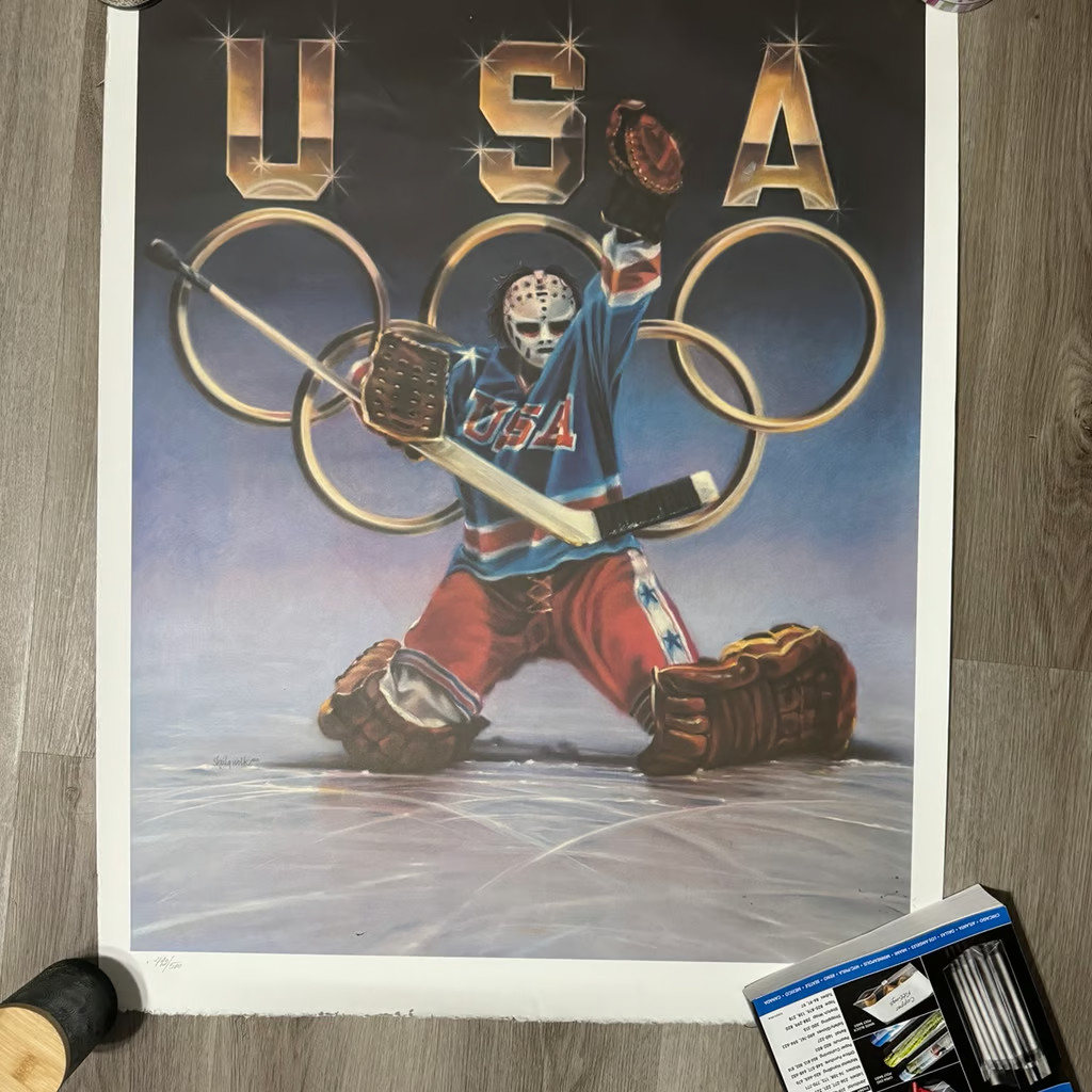 Shiela Wolk 1988 Olympic goalie Artist proofsigned Unframed, very rare. 27x35