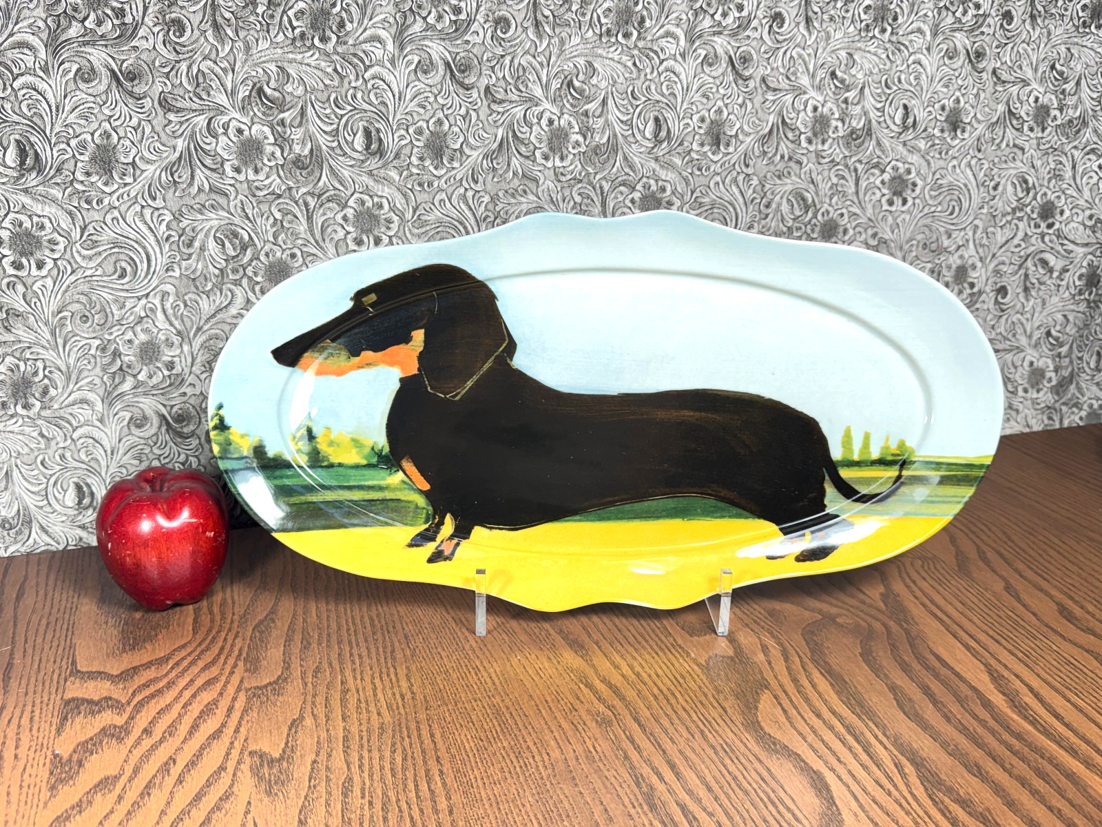 Sally Muir Dachshund Oval Platter Anthropologie Dog A Day 16 3/4\
