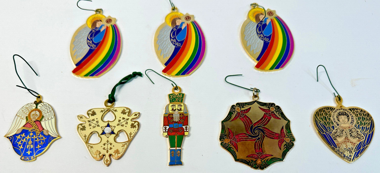 RARE Joseph Addotta Bronze Christmas Ornaments - Set of 8 - Made in 2010s HTF