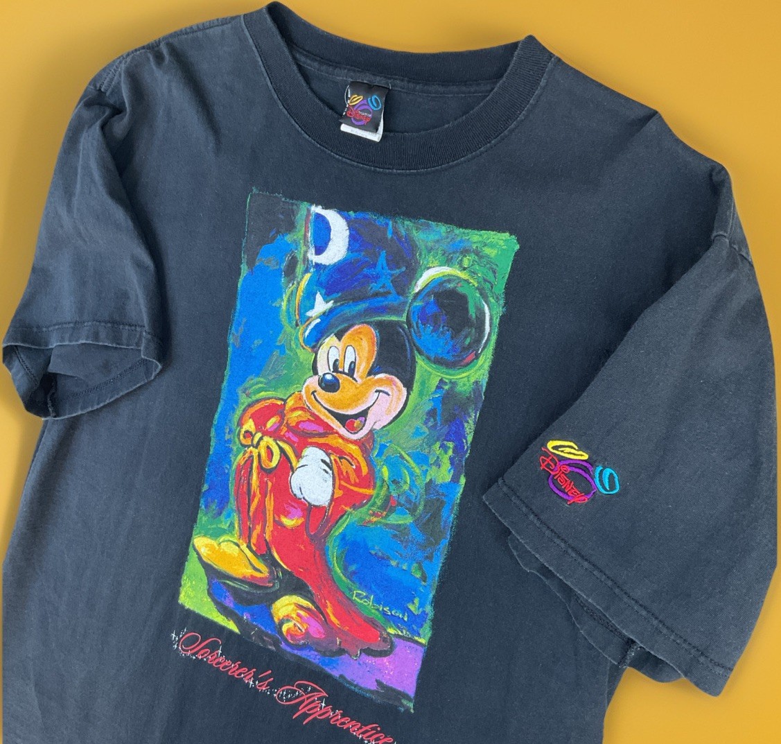 Sorcerer Mickey Mouse T-Shirt The Art Of Disney 90s Graphic Tee XL USA Vintage