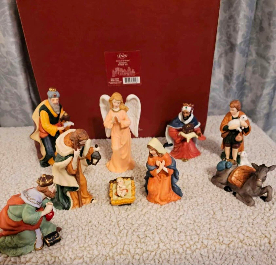 Lenox Nativity Set 9-Piece Multicolor w/ Angel, Mary, Joseph, Baby Jesus