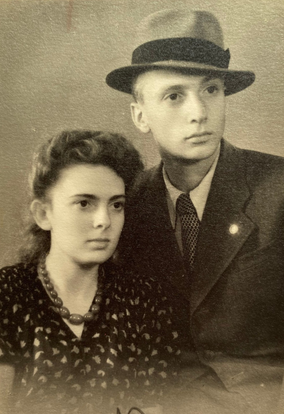 Handsome young man guy & beautiful woman portrait soviet life ussr vintage photo