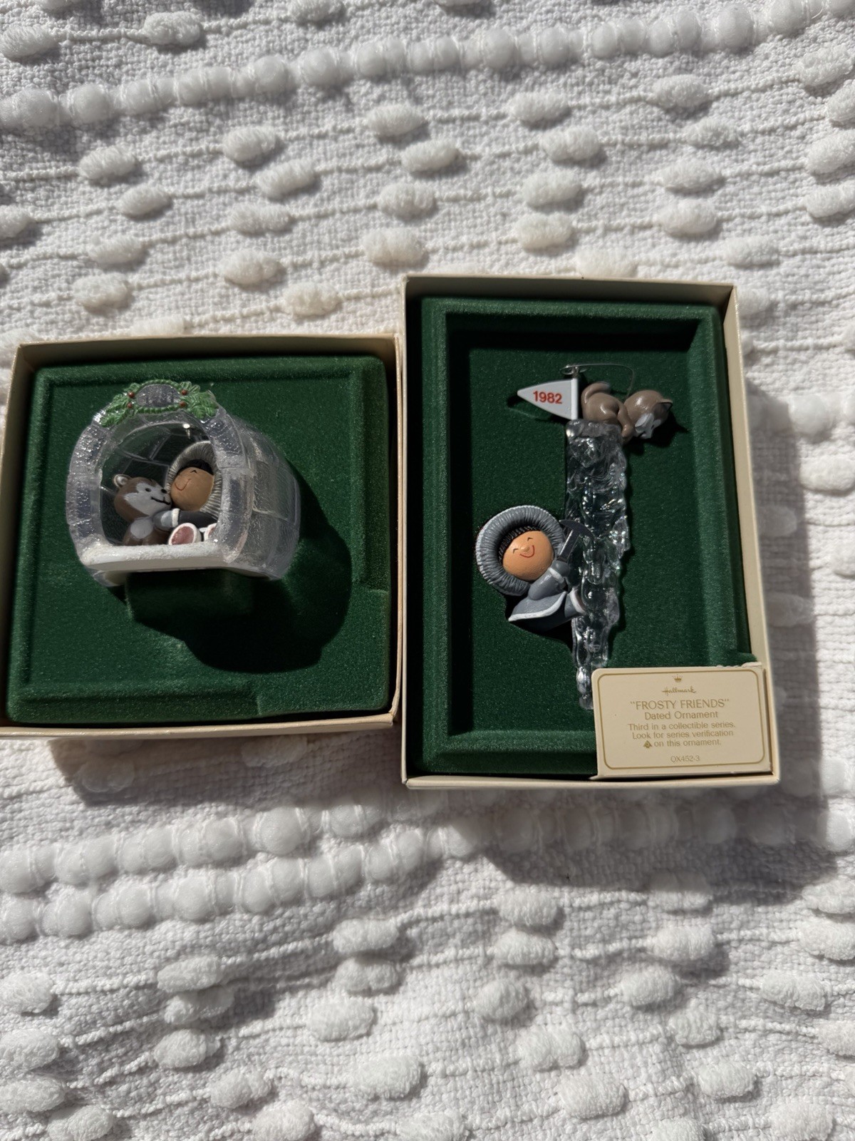 Vtg Hallmark Frosty Friends Keepsake Ornaments 1981 And 1982 with boxes