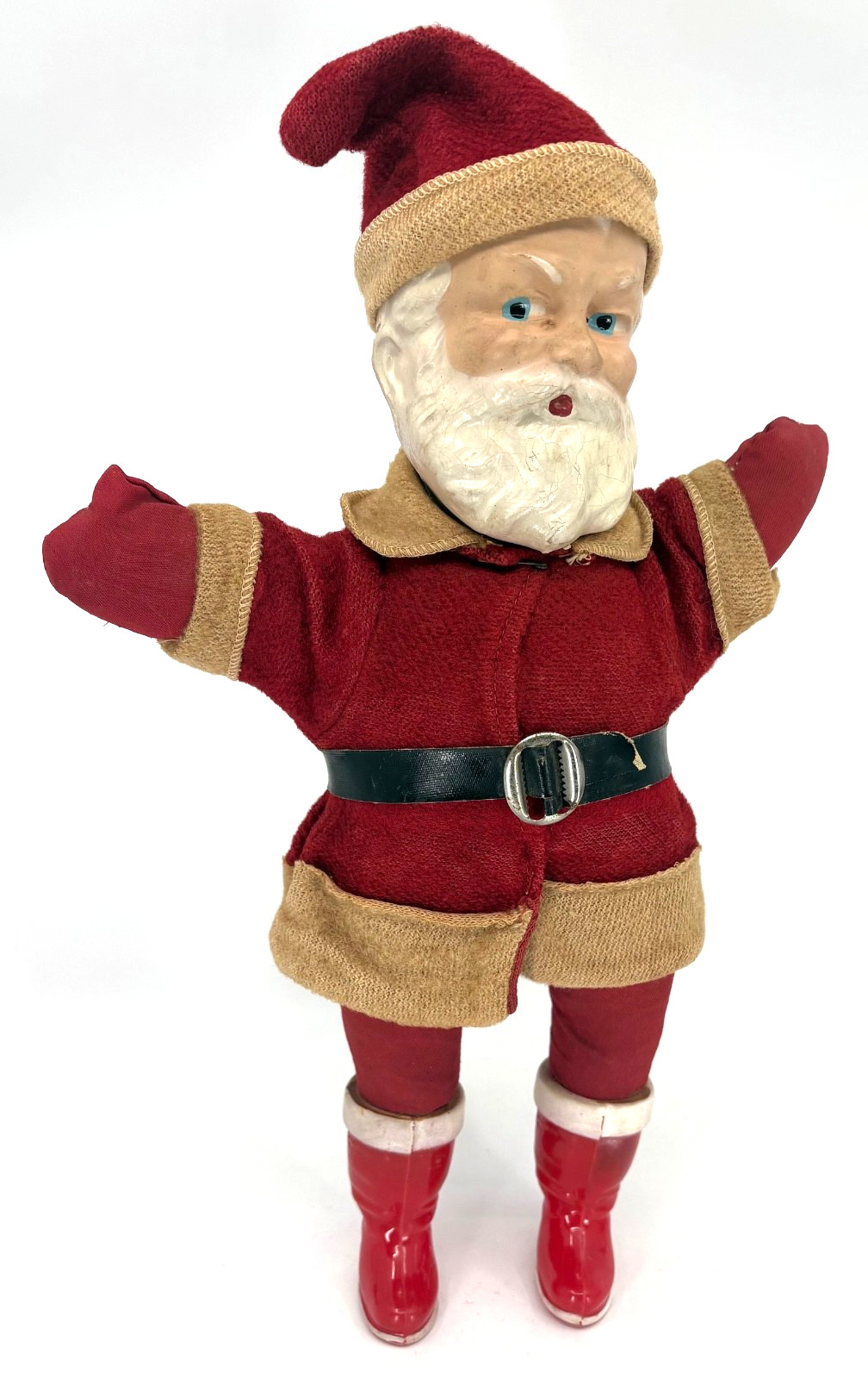 AWESOME VTG 1930s Composition Rattle Head Santa Claus Doll