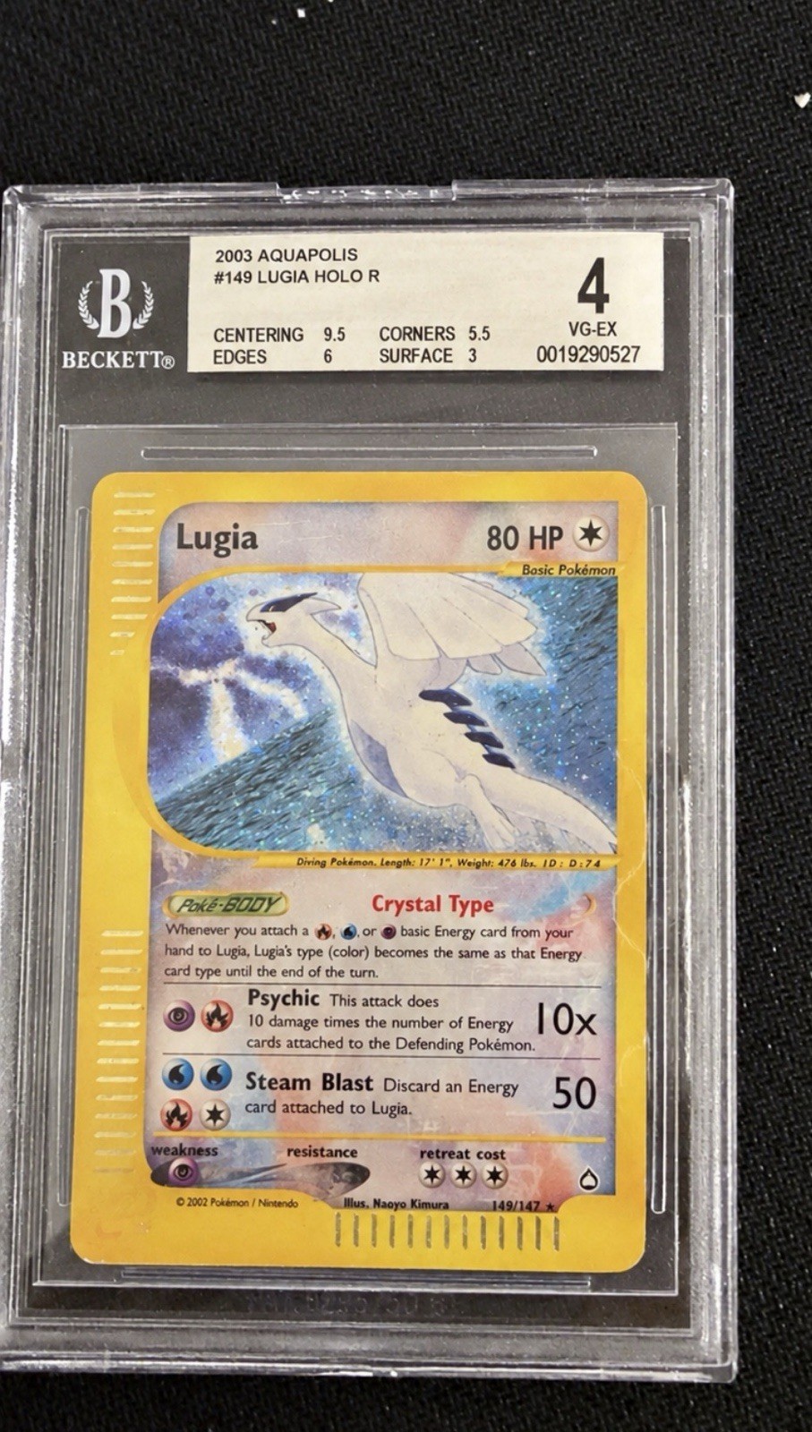Beckett BGS 4 Pokemon Lugia Holo Aquapolis 149/147 2003 ENG Crystal Type 80 HP