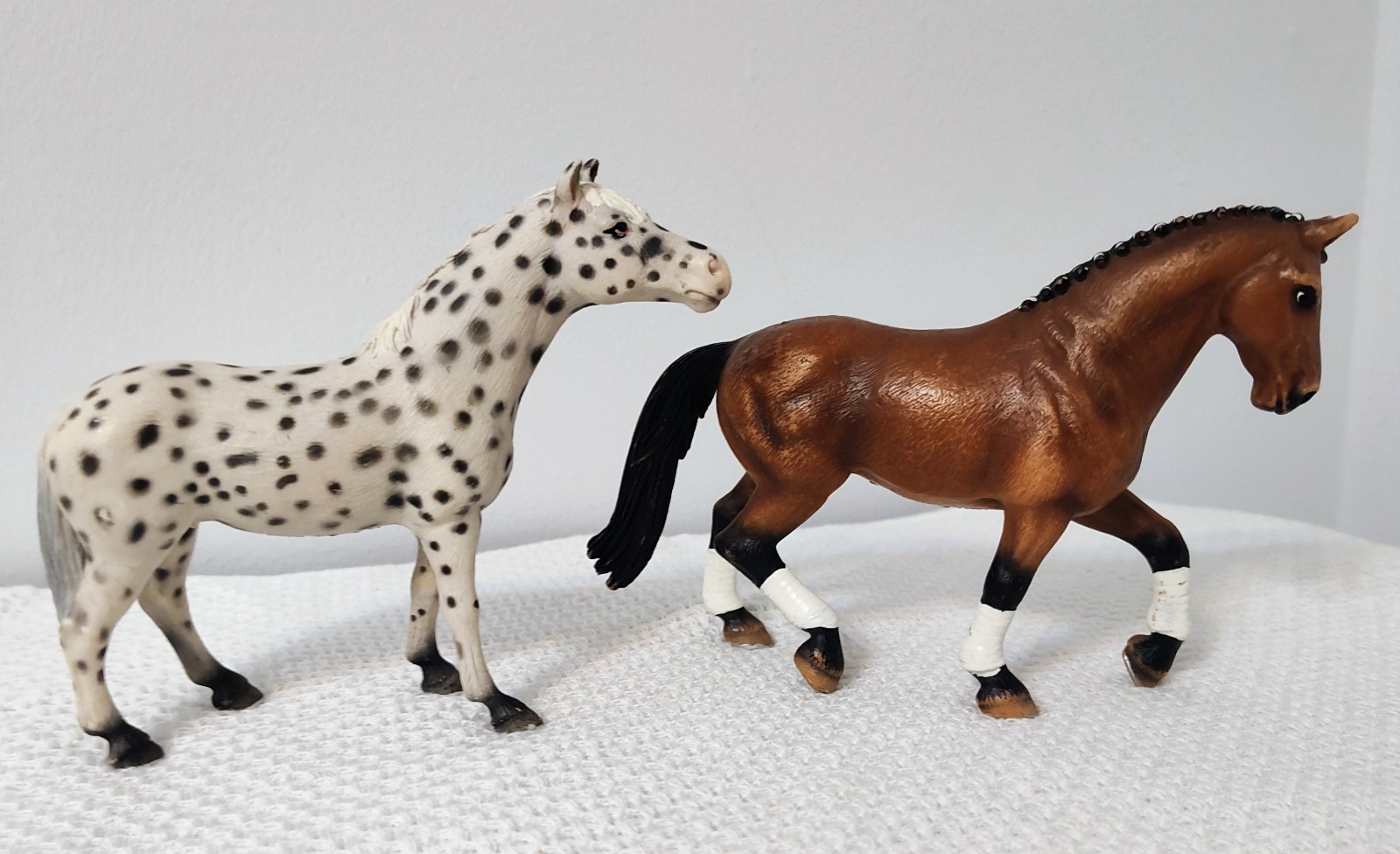 Schleich Retired Knabstrupper Mare Horse + Hanoverian Mare Horse Model Figurines