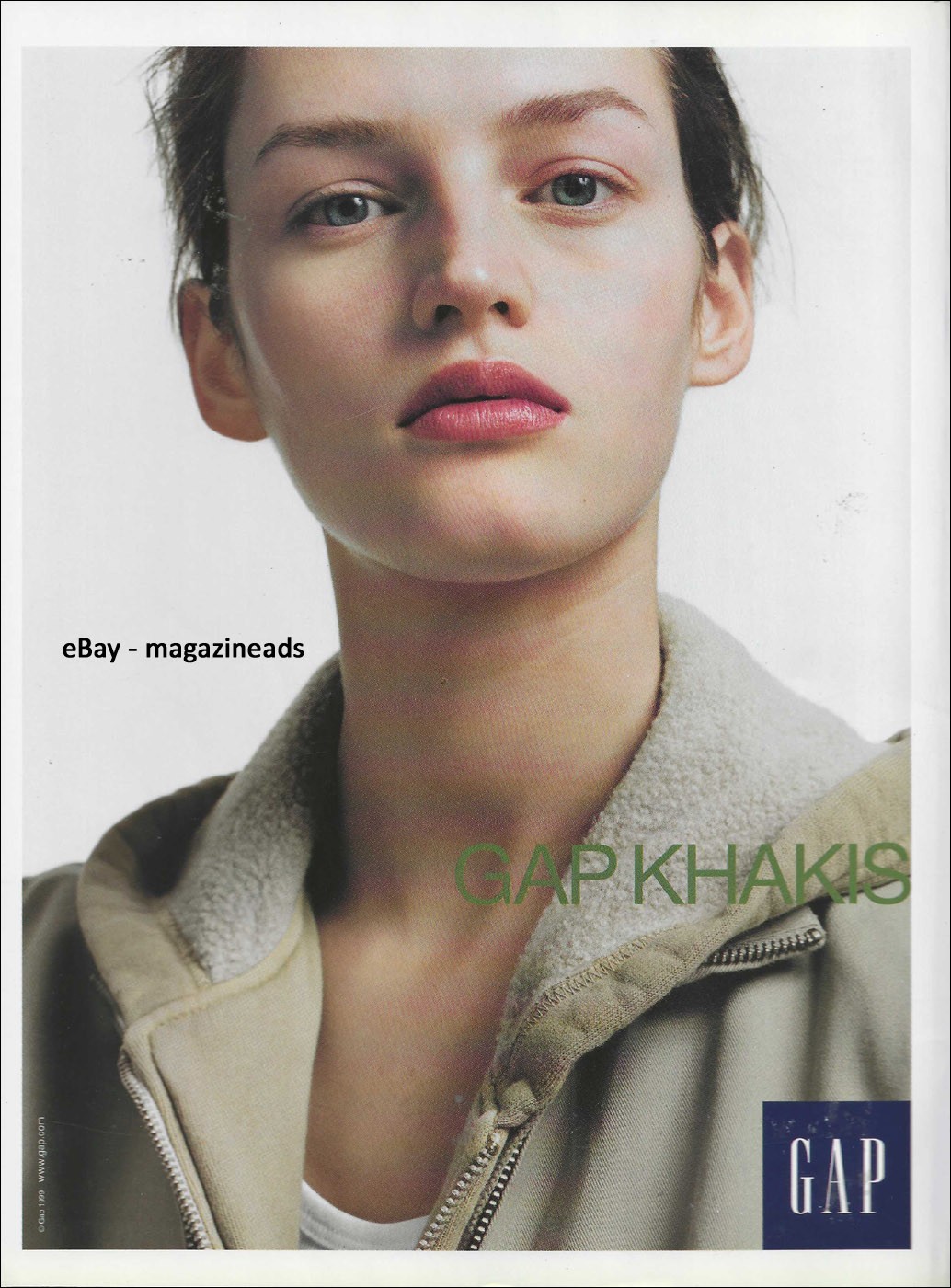 vintage GAP Khakis 1-Page PRINT AD Fall 1999 VIVIEN SOLARI pretty girl