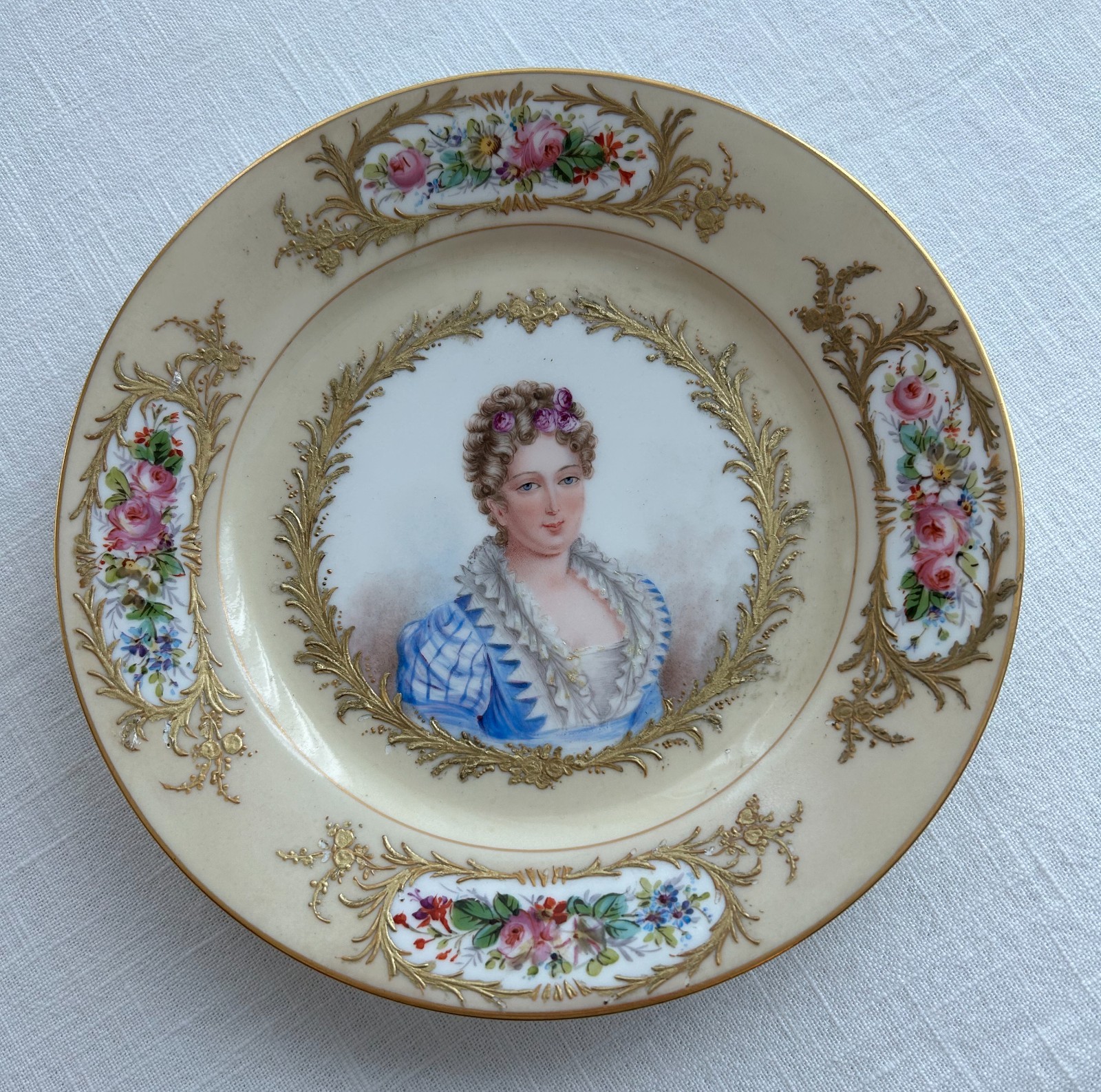 Rare 1844 Sevres Porcelain Portrait Plate - Chateau des Tuileries - Louis Philip