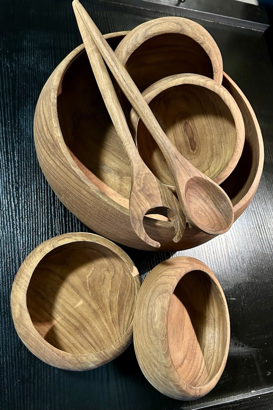 Vintage Teak Wood Salad Serving Set