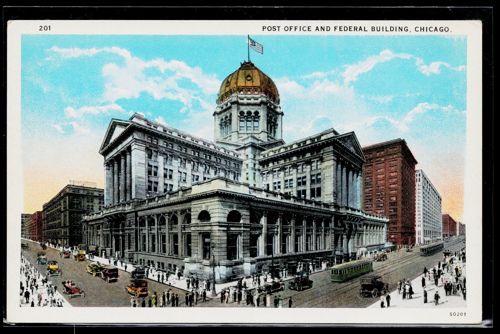 Chicago Ilinois - Post Office and Federal Building Vintage Postcard