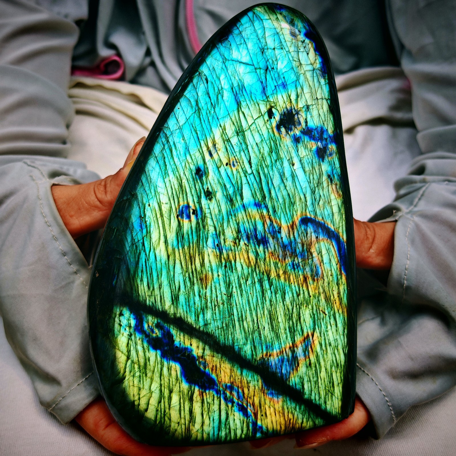 3.3 LB Natural Polished Labradorite Freeform Specimen Iridescent Flash decor