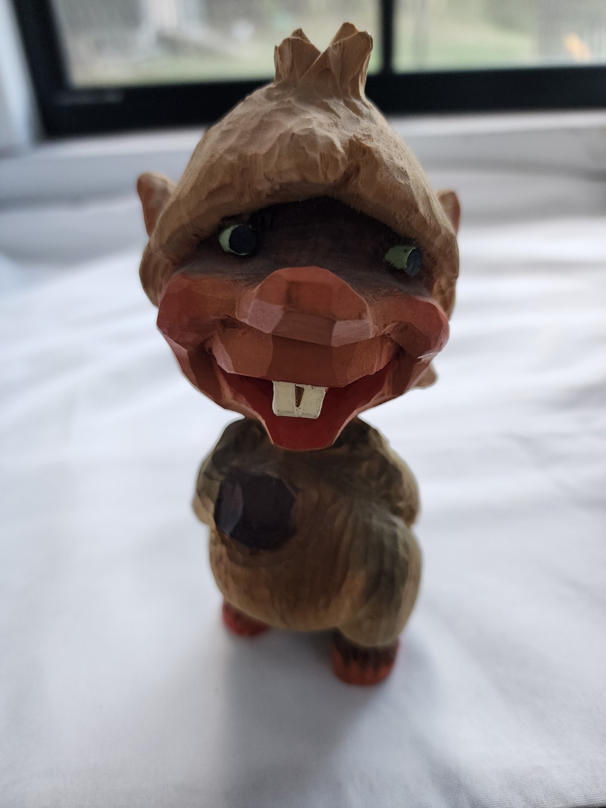Vintage Hand-Carved Wooden Troll Figurine by Norwegian Artist Henning Engelsen