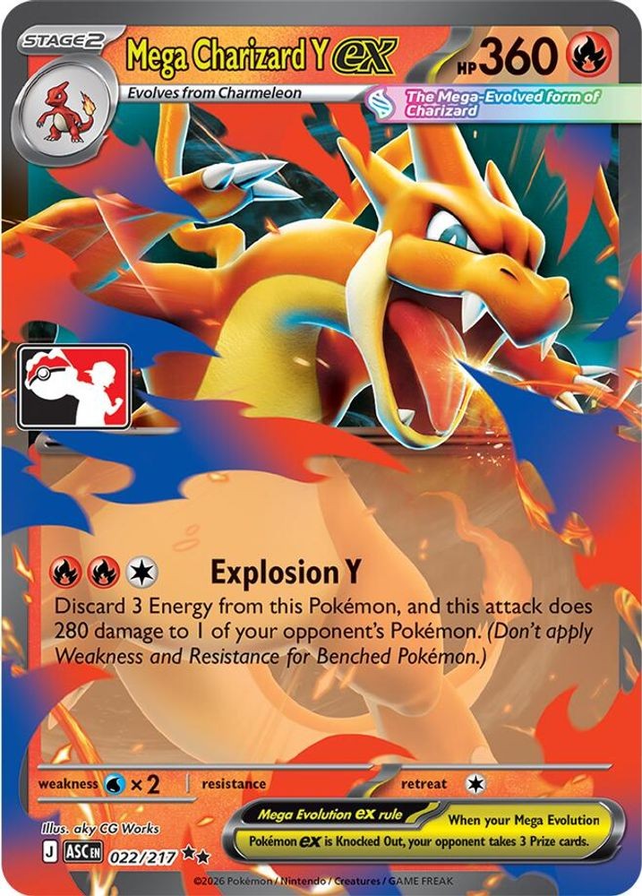 Pokemon Mega Charizard Y ex 022/217 Holo Double Rare Prize Pack Series Cards NM