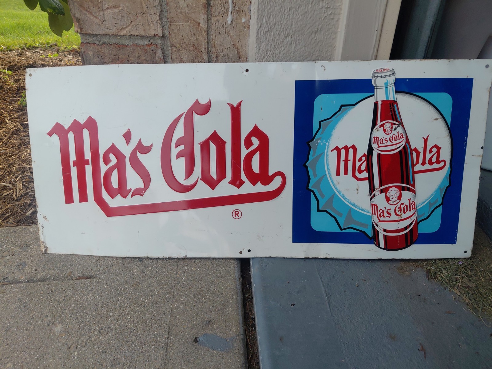 c.1950s Original Vintage Ma\'s Cola Sign Metal Embossed Grama Soda Coke Pepsi 
