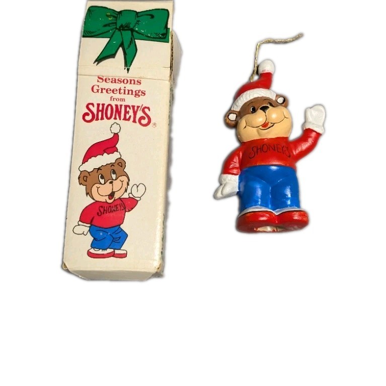 Vintage Shoney\'s Bear Ceramic Ornament Restaurant Mascot Advertising Figure 1990