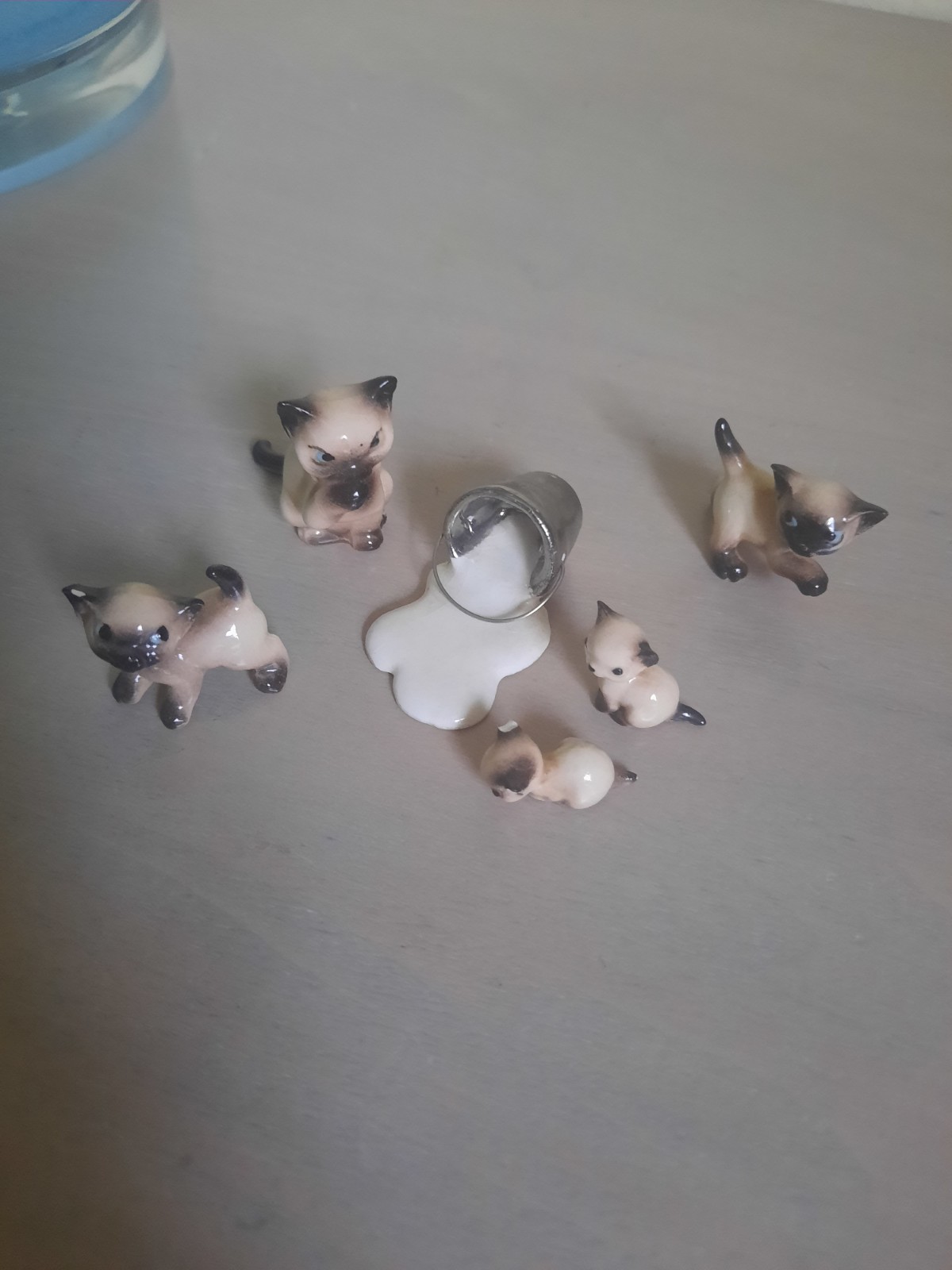 Vtg Hagen-Renaker Siamese Cat Family 6 Pc Spilled Milk 4 Kittens