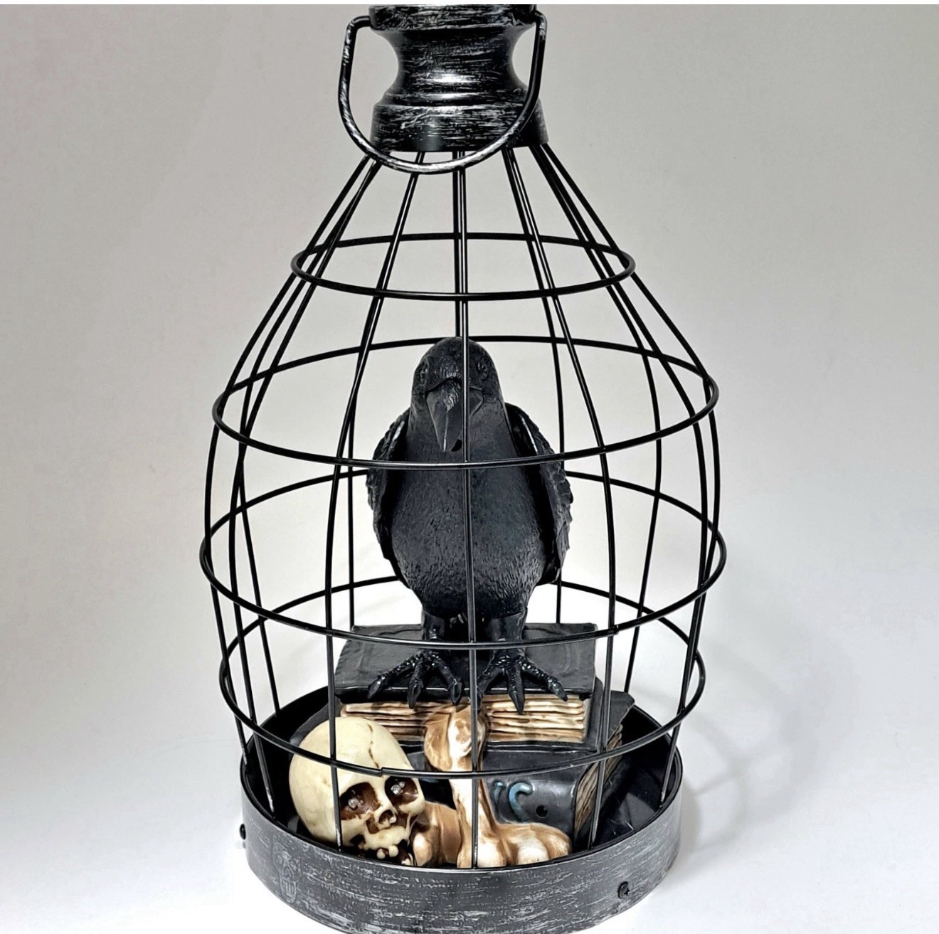 Halloween Gemmy LED Animated Raven Crow Cage Skull Haunted House Decoration NEW