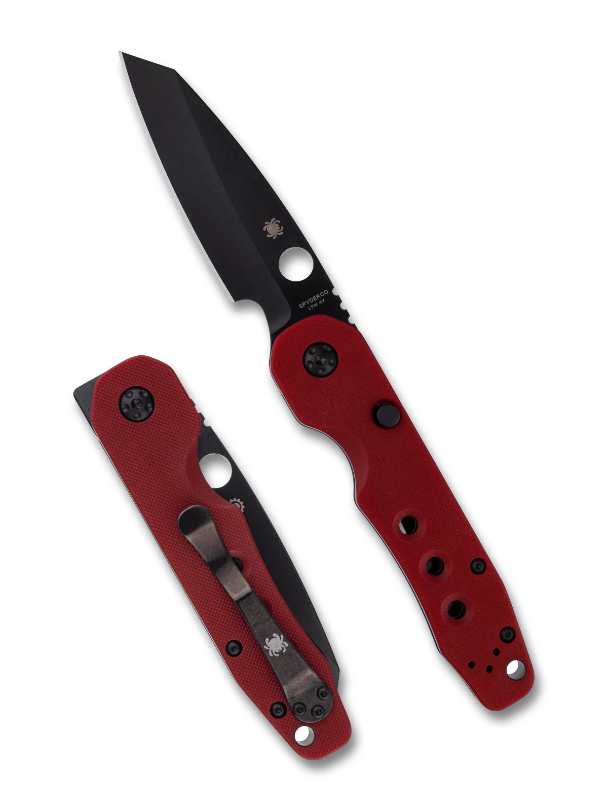 Spyderco Smock - St. Nick's Knives - TiCN CPM-4V Blade - Red G10 (C240GPRDBK)