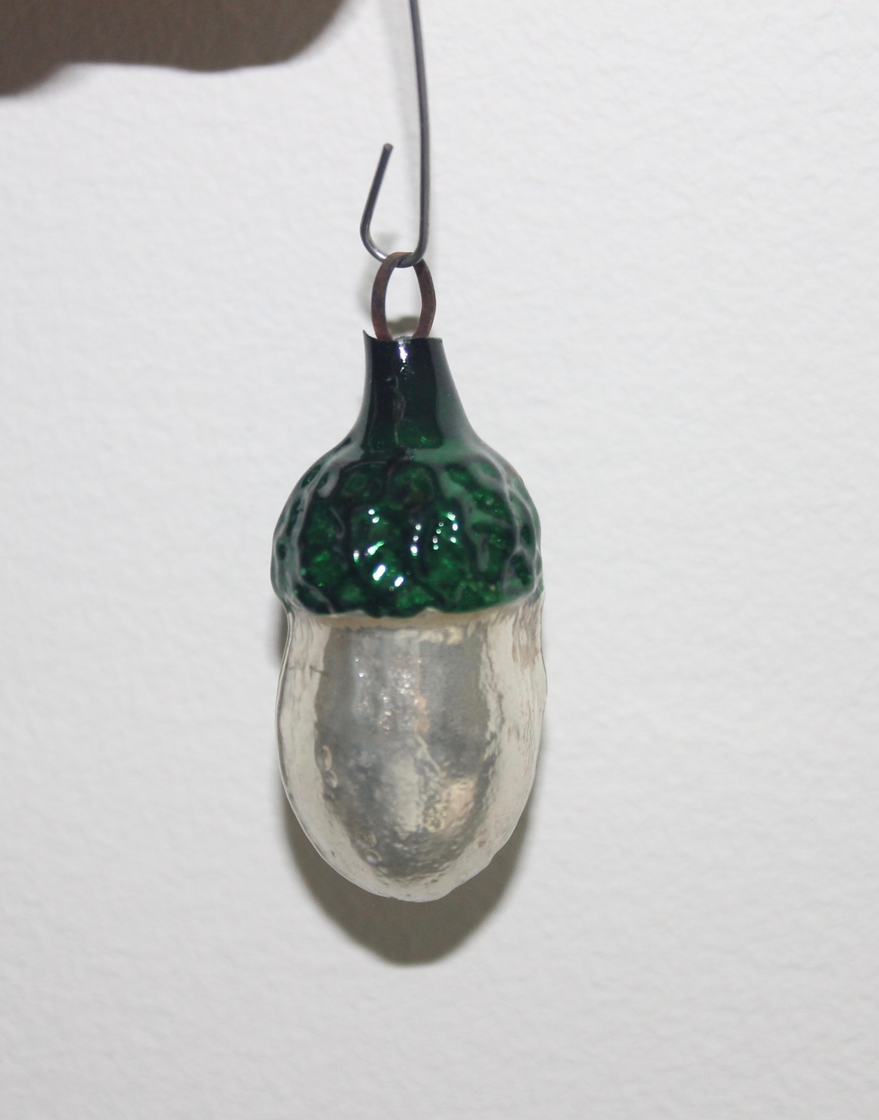 Vintage Glass Mini Feather Tree ACORN Embossed 1.5