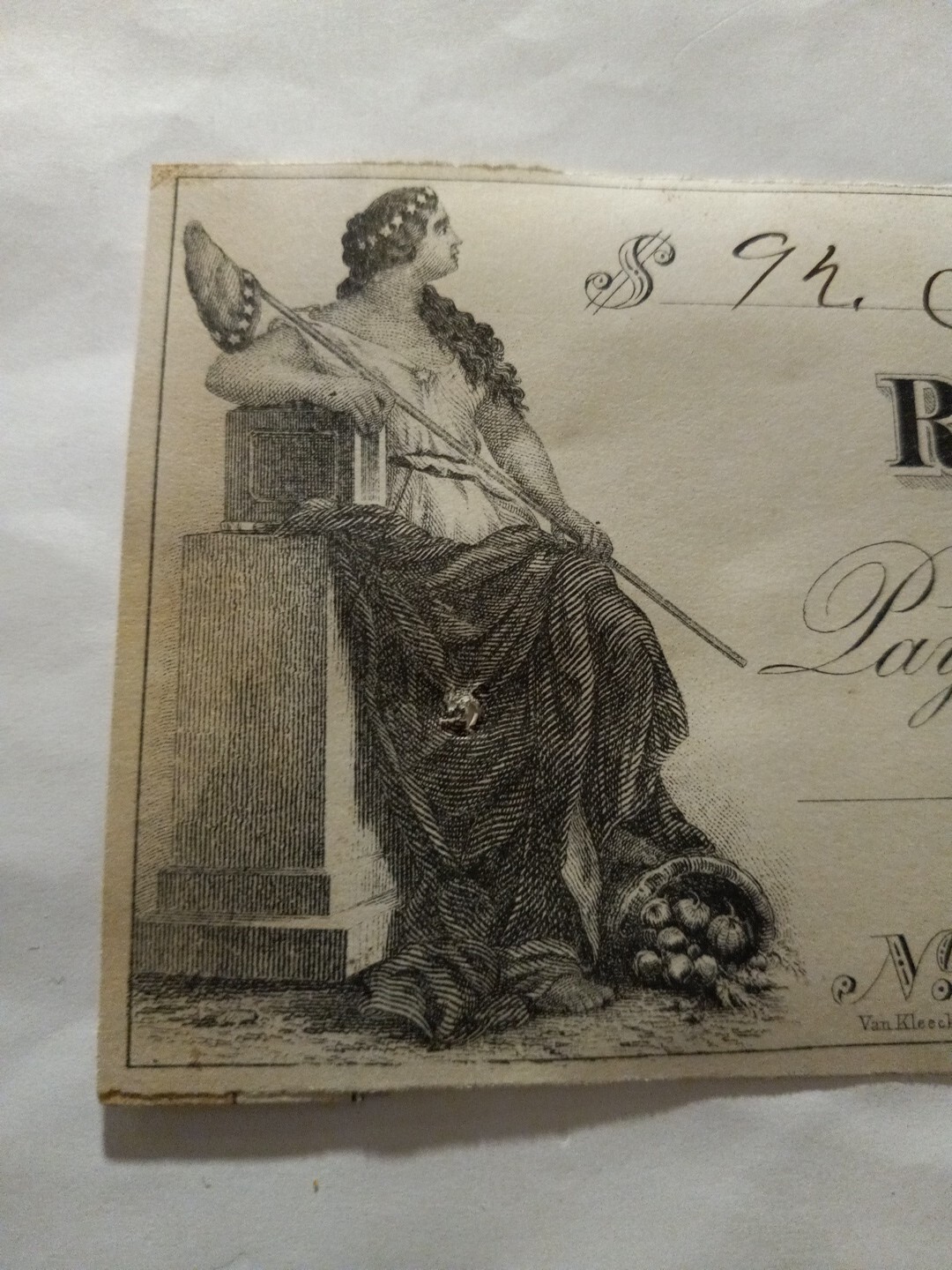 Vintage 1871 Fitchburg Mass Rollstone National Bank Check Nice Artwork 🎨 