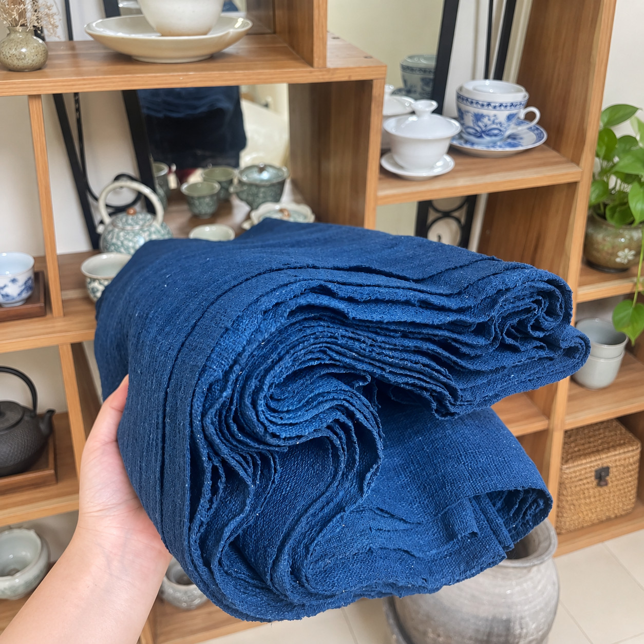 Handwoven Natural Cotton Fabric 10-Meter Roll - Traditional Hand Weaving Vietnam
