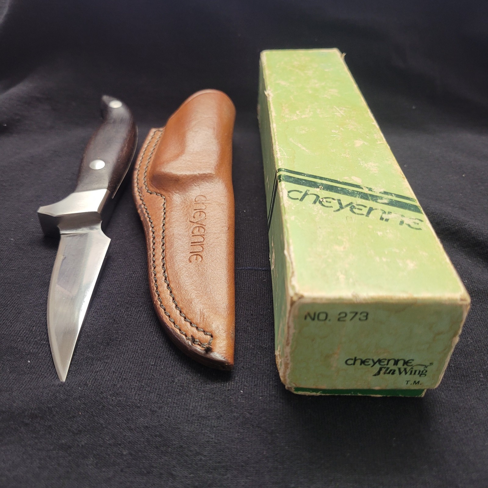 Rare 1974 NEW  SEKI JAPAN CHEYENNE FIN WING KNIFE #273 W/Sheath Pre-Lokota