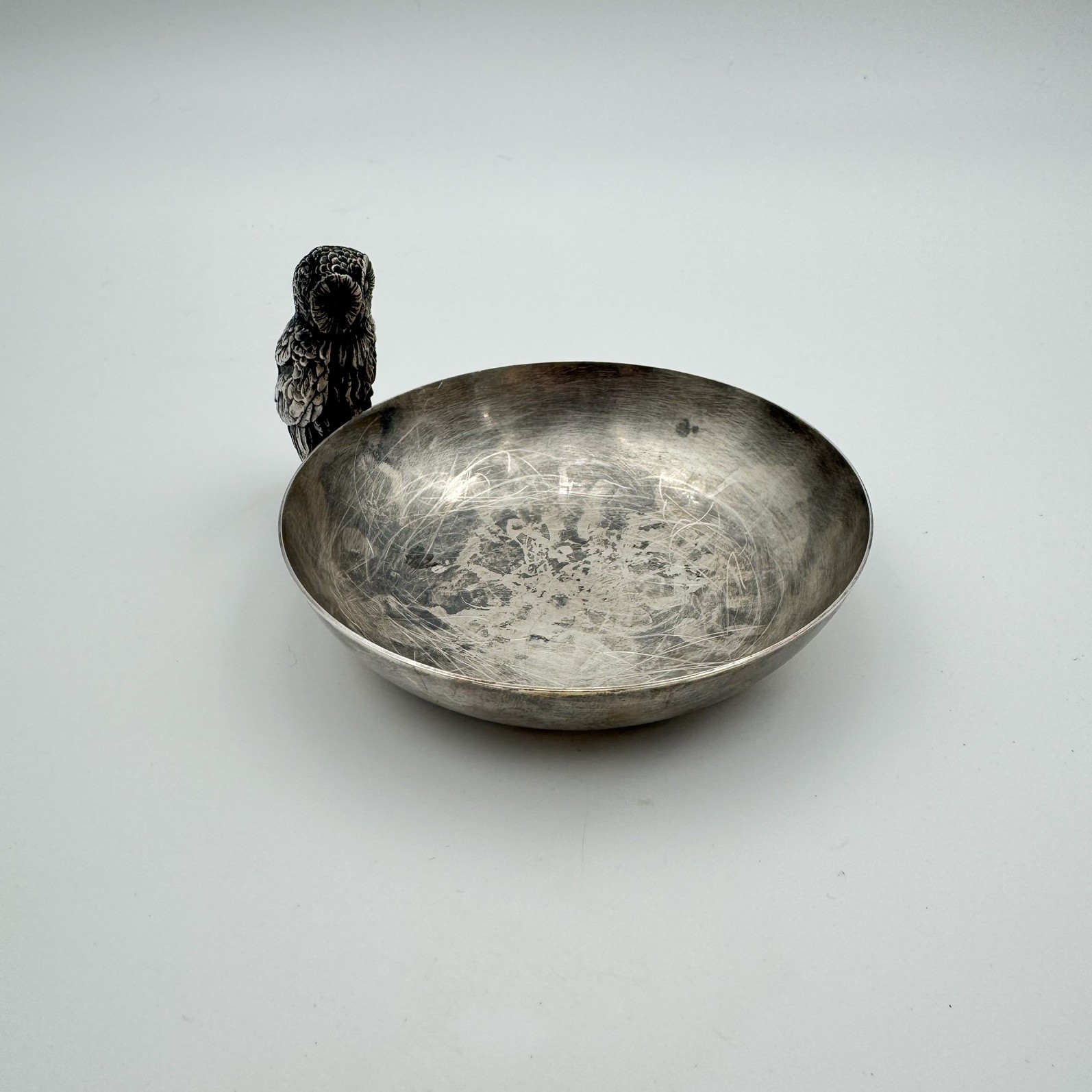 Vintage Reed & Barton Silverplate Owl Candy Dish 192 Trinket Coin Tray Catchall