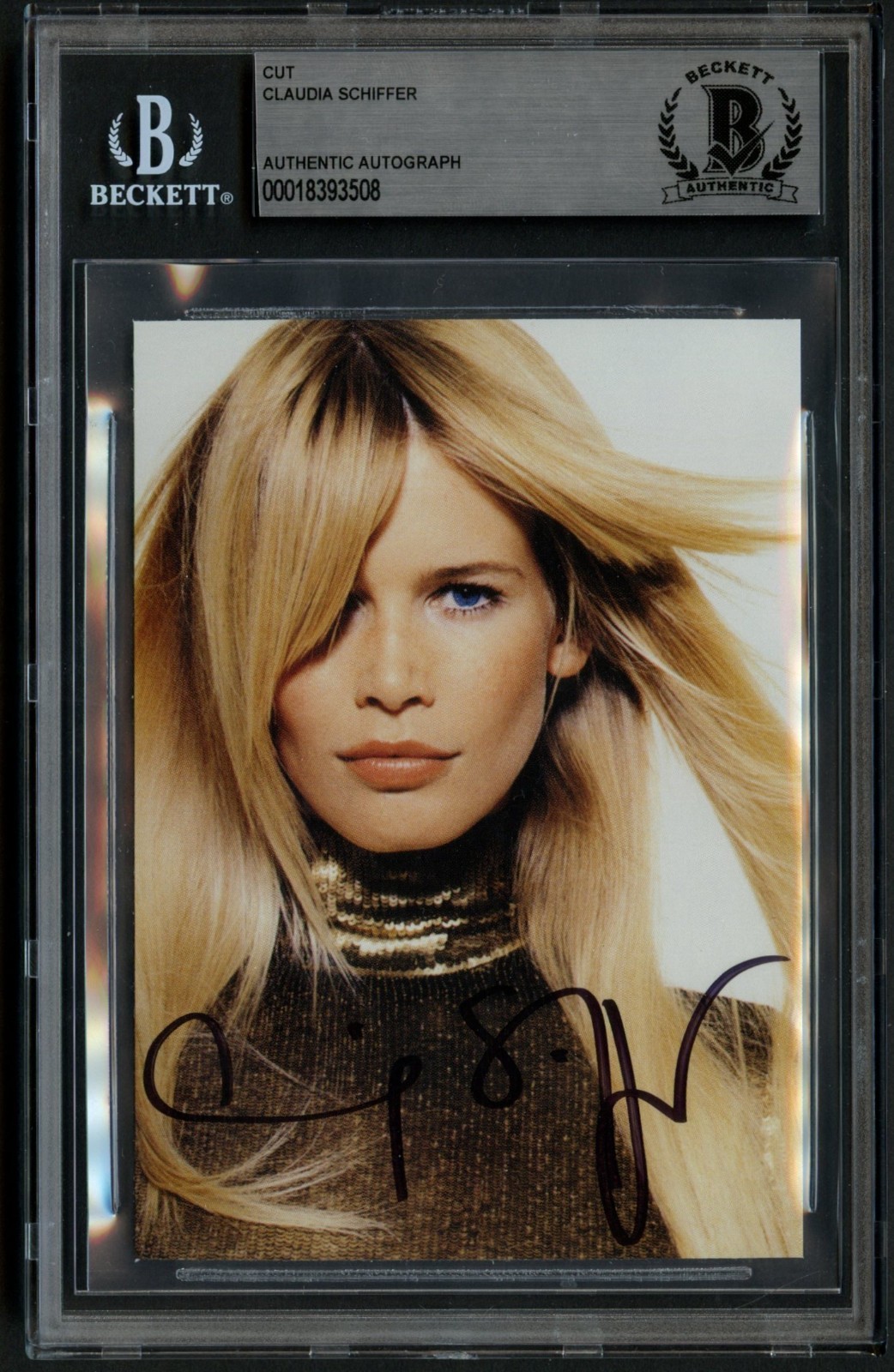 Claudia Schiffer signed autograph 3.5x5 Photo Model & Actress BAS Slabbed