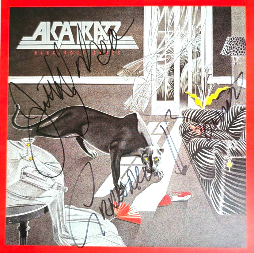 Alcatrazz Hand Signed presentation A4 on glossy print Autograph by band