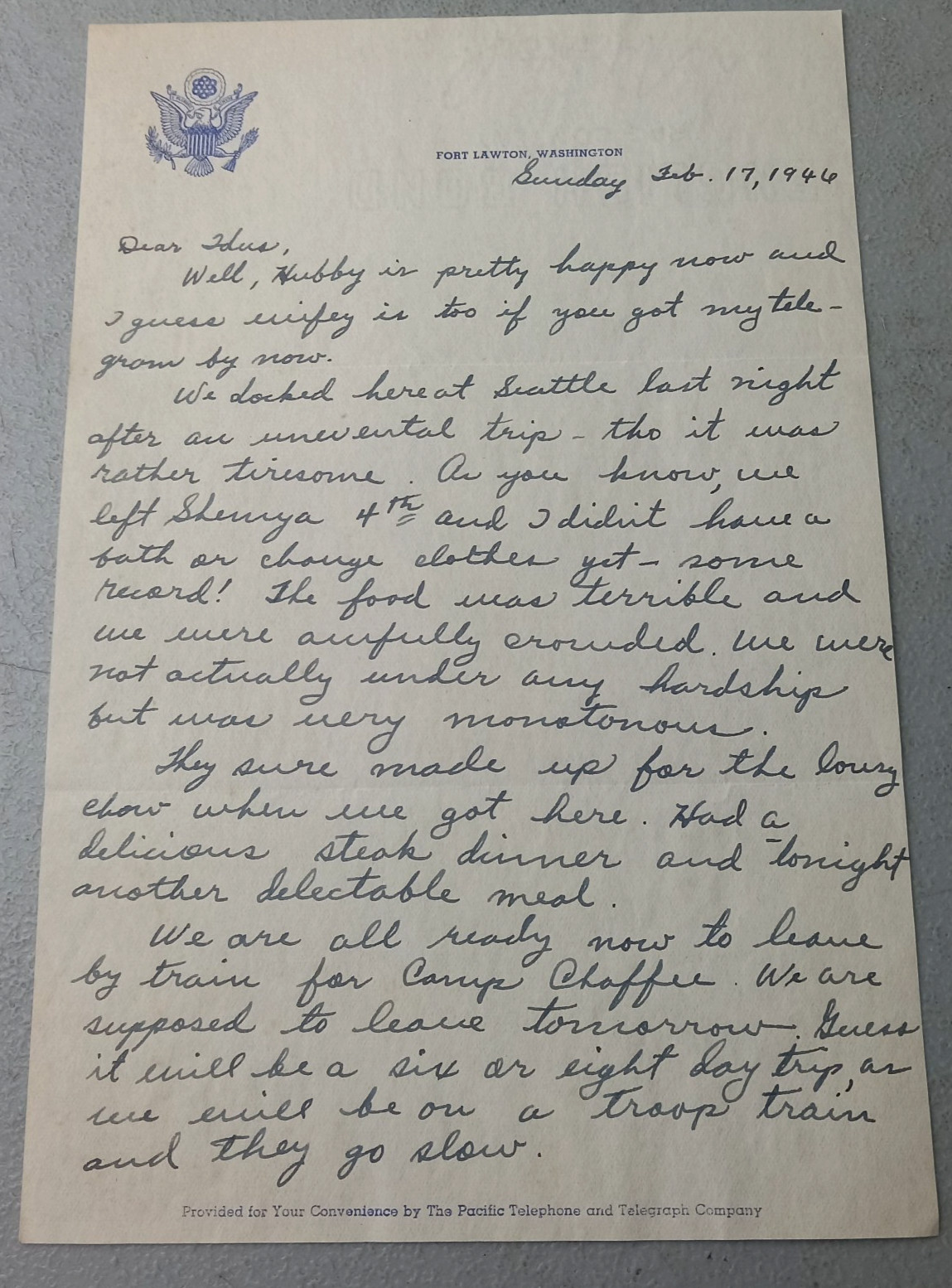 WWII 1944 Soldier Letter Fort Lawton Washington Shemya Alaska Aleutian Islands