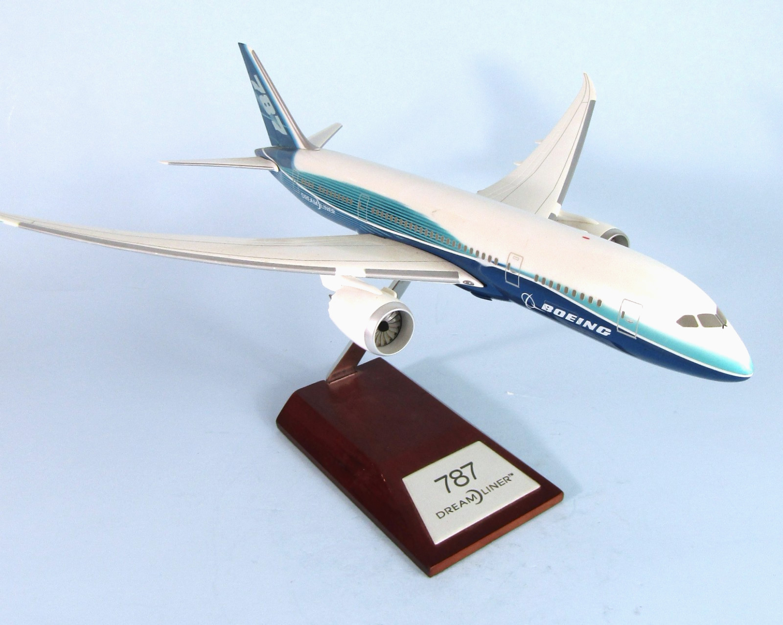 BOEING 787 DREAMLINER Resin Desk Model w/ Wood Display Base by Hogan Wings