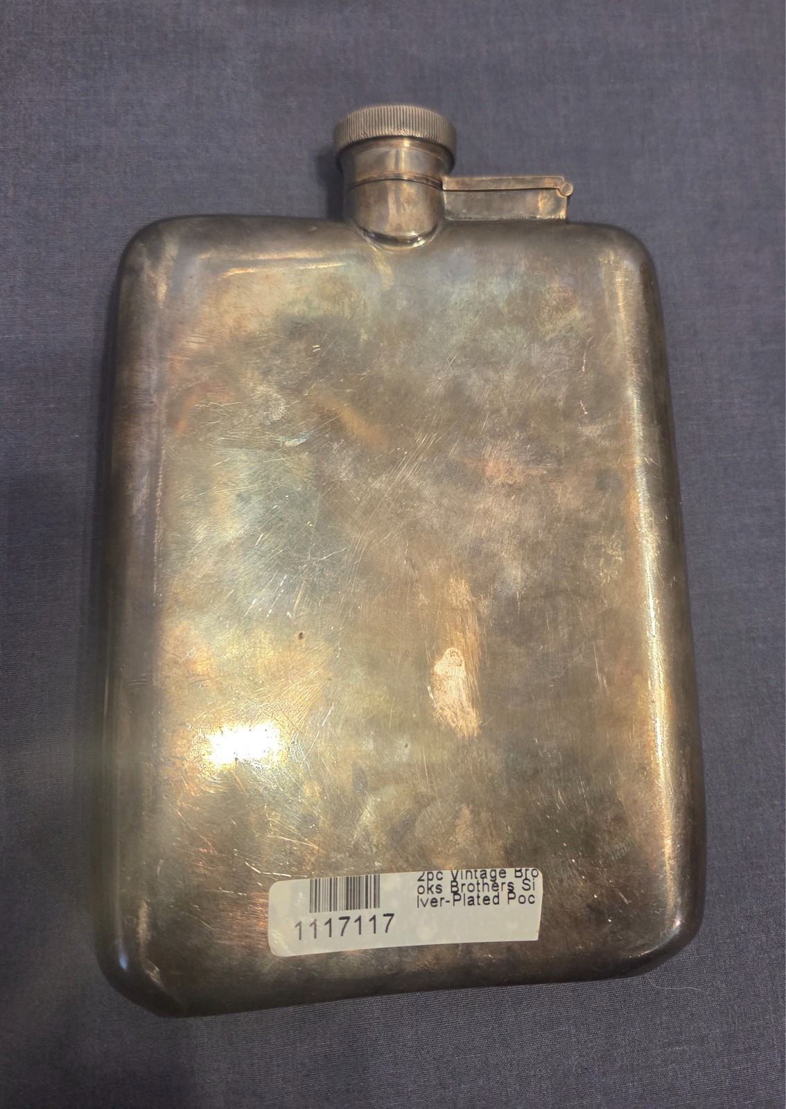 Antique 1950s Brooks Brothers Silver Plated Flask 