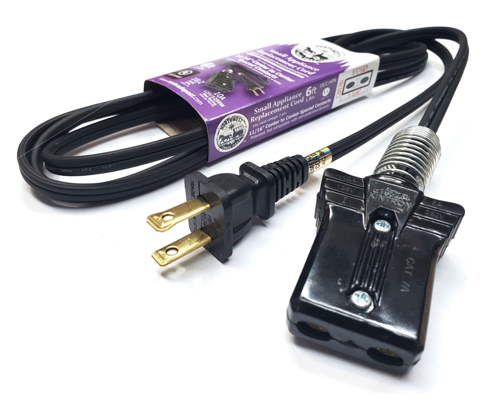 New 6' Vintage Appliance Replacement Power Cord 11/16