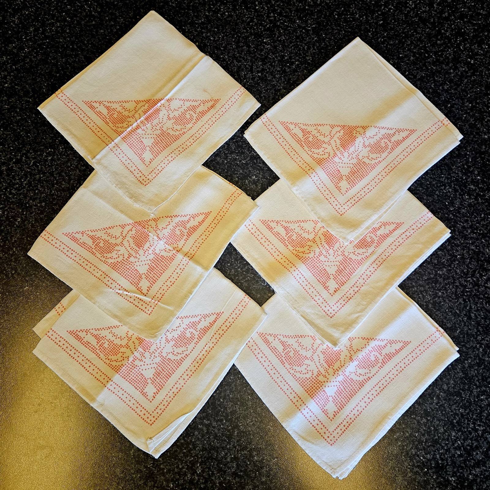 Vintage Linen Napkins Set 6 Off White