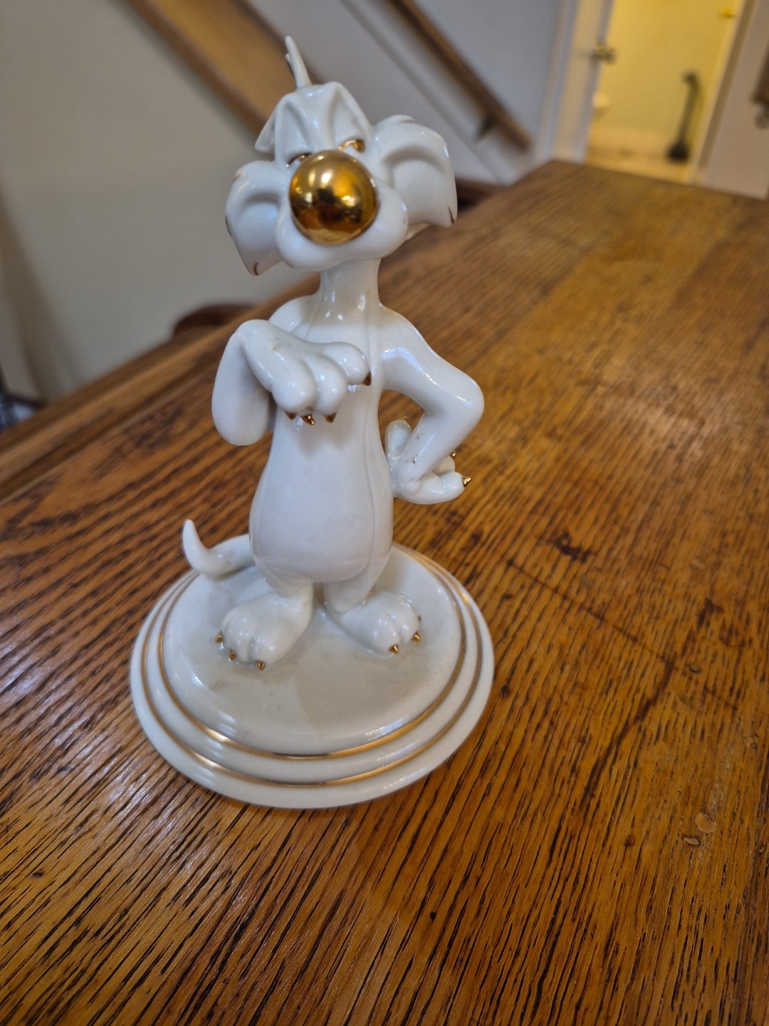  Vintage Lenox Sylvester Classic Warner Brothers Statue Gold Outlines Exc. Cond