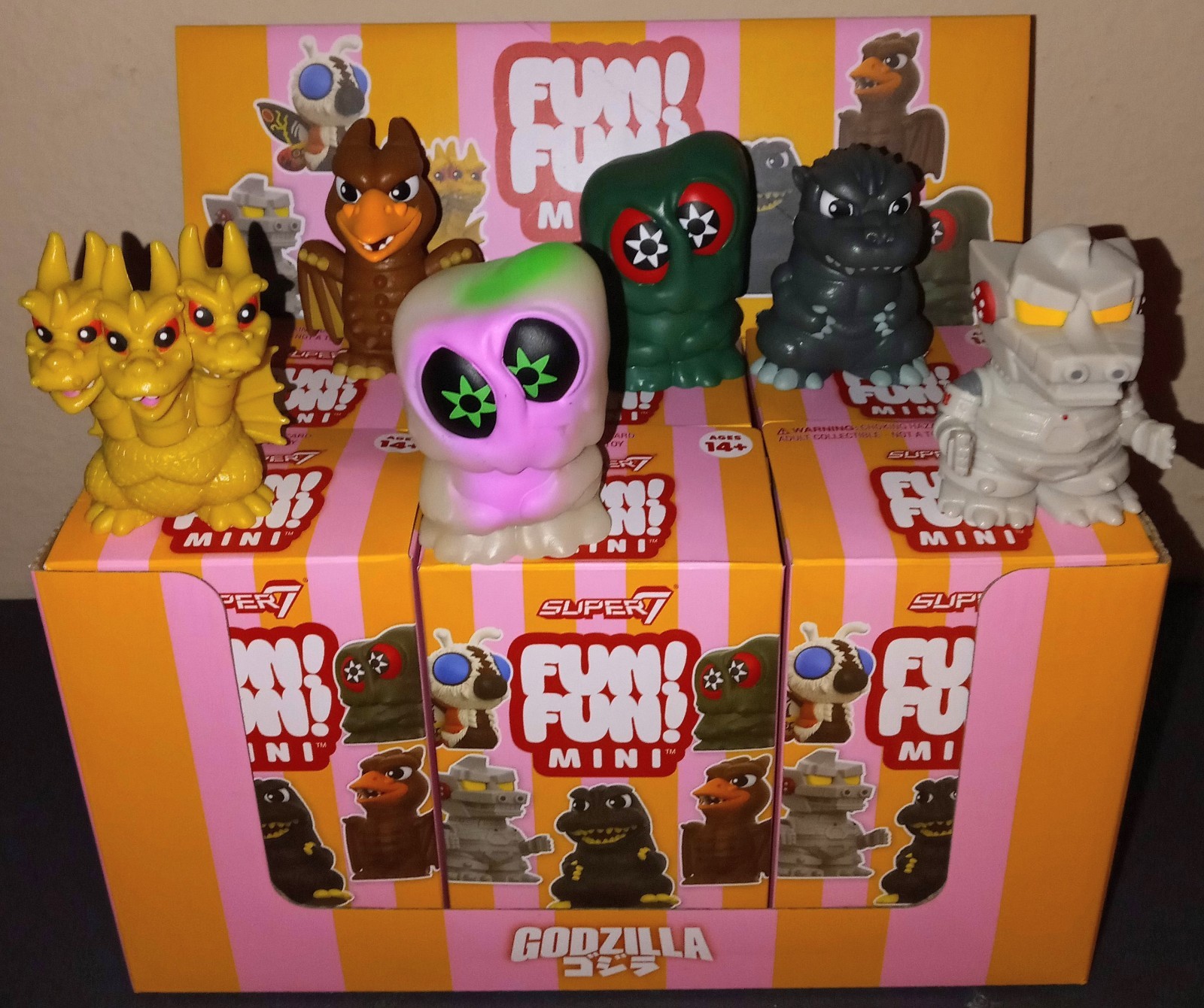 Super7 Fun Fun Mini Godzilla Toho Figure Lot GLOW Hedorah Mecha Ghidorah More