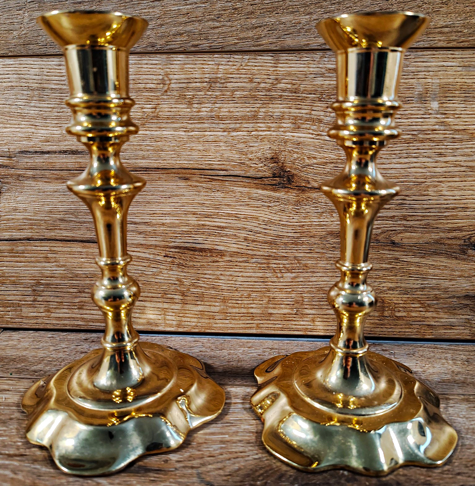 BALDWIN Historic Deerfield Collection Polished Brass Candlestick Holders Pair