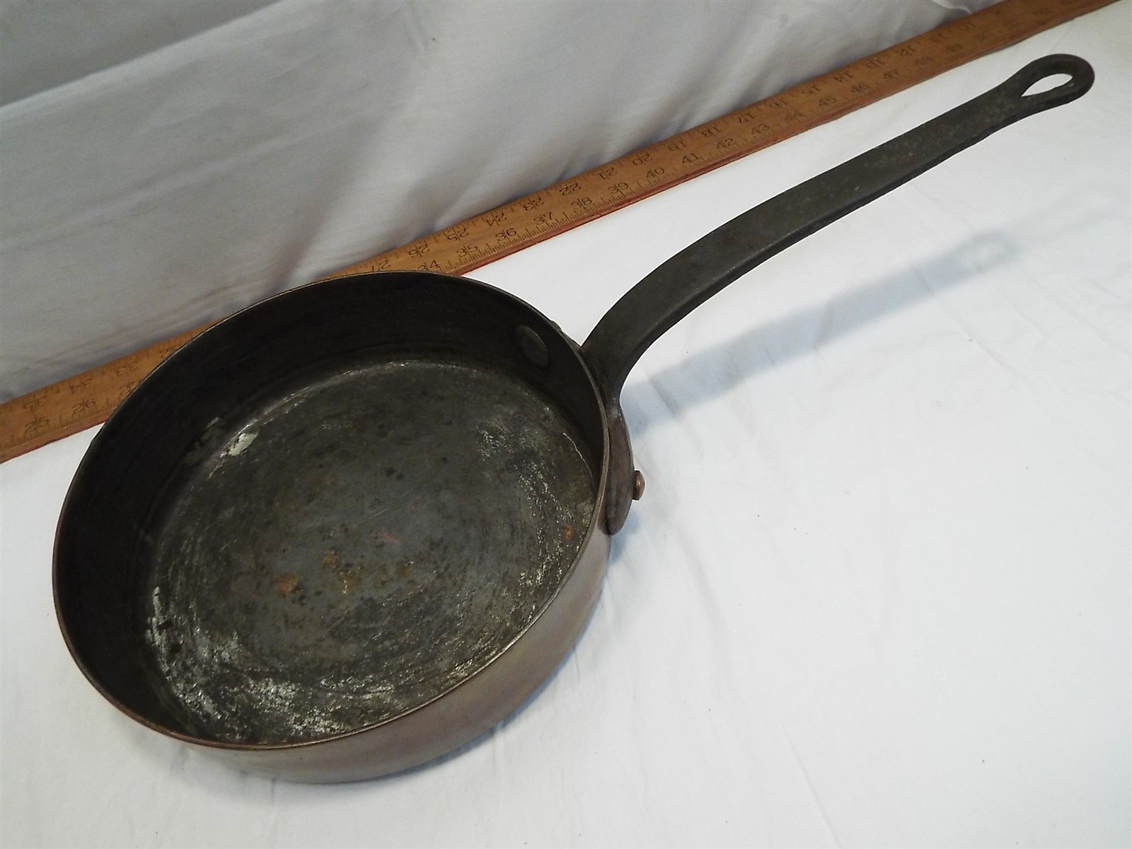Antique D H & M Co NY Heavy Wrought Copper Cookware Sauce Pan Skillet Woosters