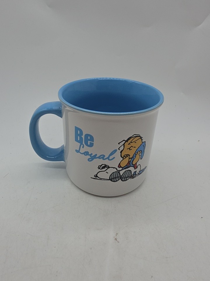 Peanuts Mug Be Loyal Snoopy Linus 21 Oz Coffee Mug New Sold Out Rare Baby Blue 