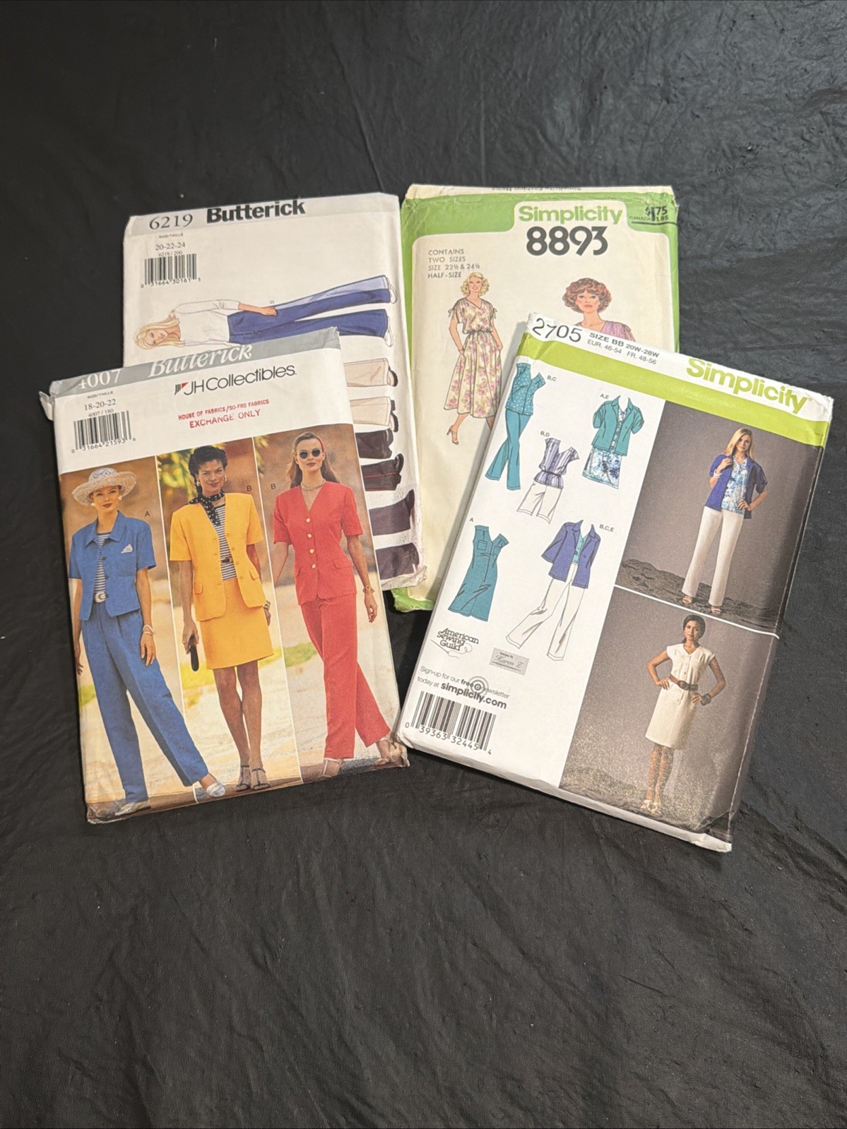 Mixed Lot (4) VTG Simplicity/Butterick Patterns  Plus-Sizes Misses Separates UC