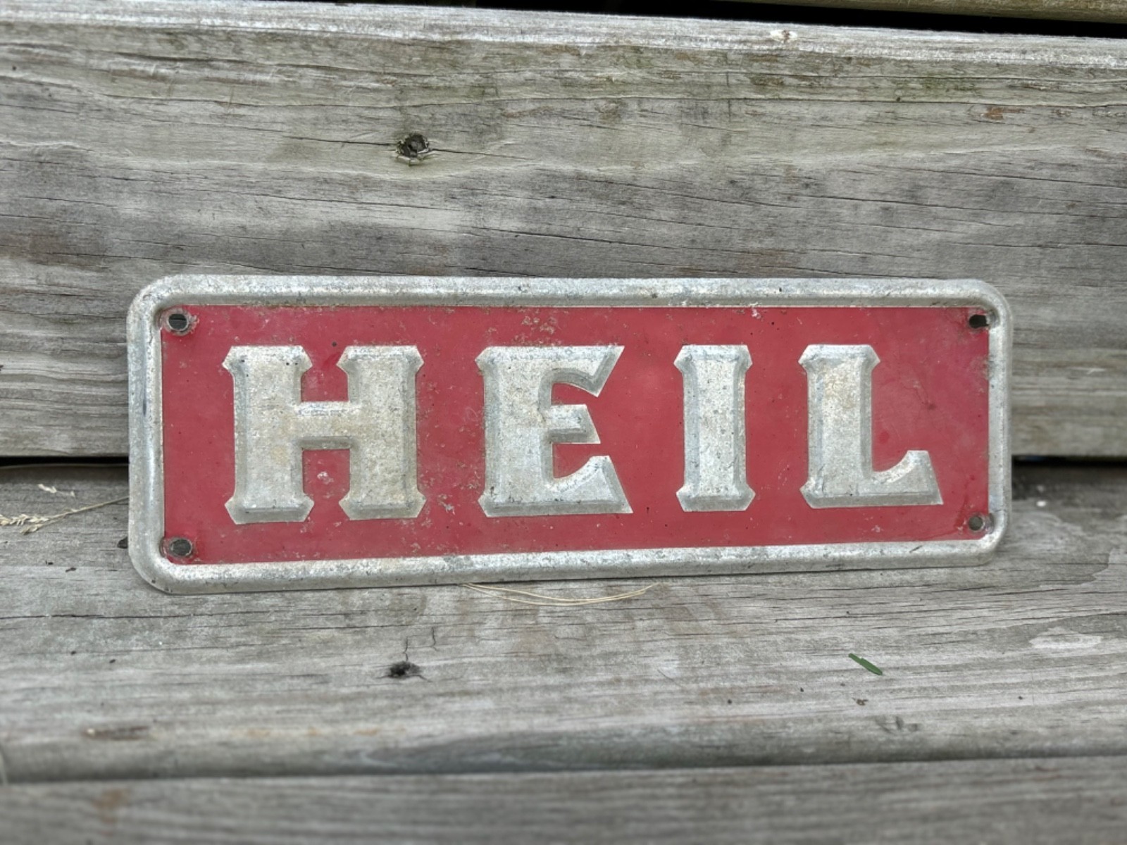 Vtg metal Semi Truck HEIL SIGN Trucking Tractor Trailer Gas Oil