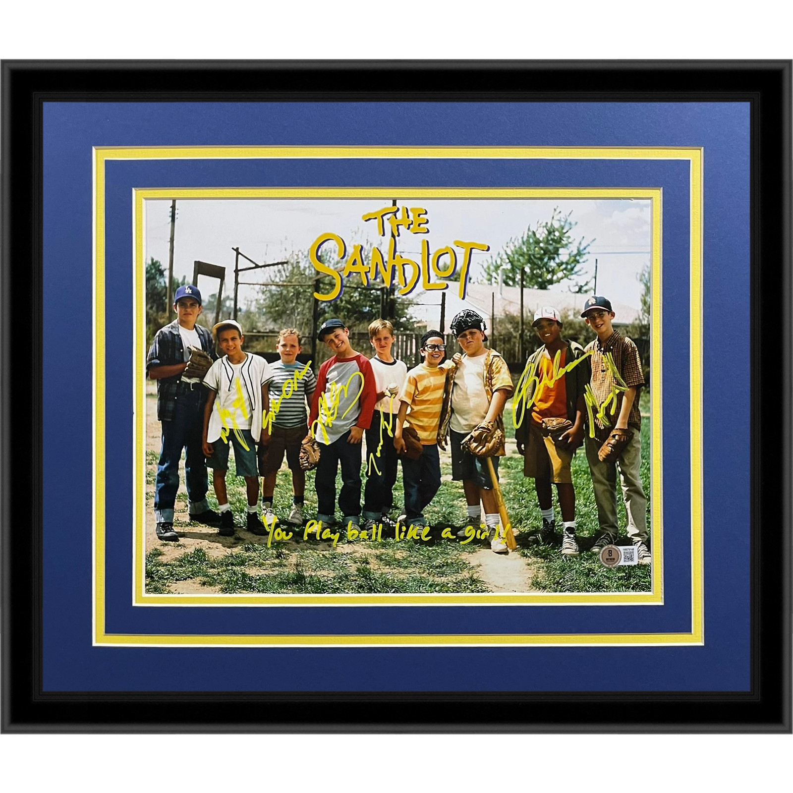The Sandlot Cast Autographed Horiz (Lineup) Deluxe Framed 11x14 Movie Photo w/ I
