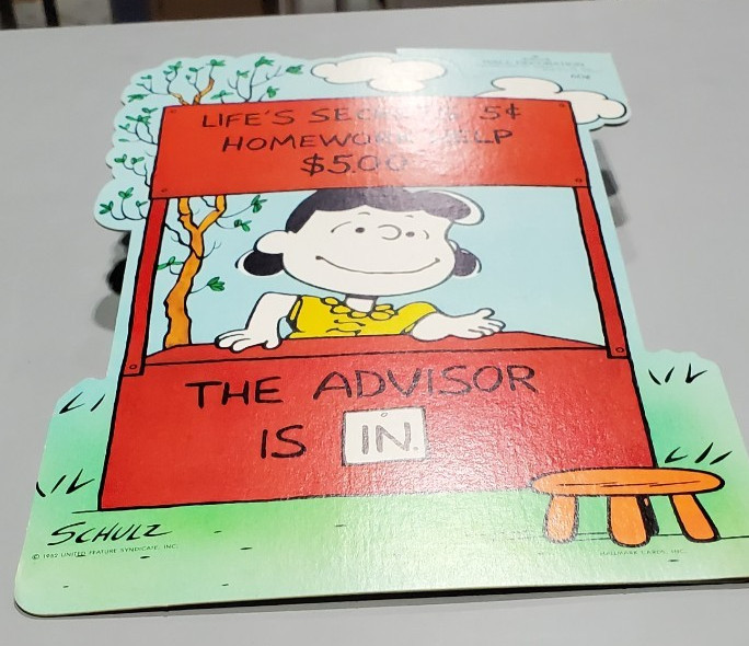 Hallmark Vintage Snoopy & Woodstock Die Cut Cardboard Advice Booth Decoration