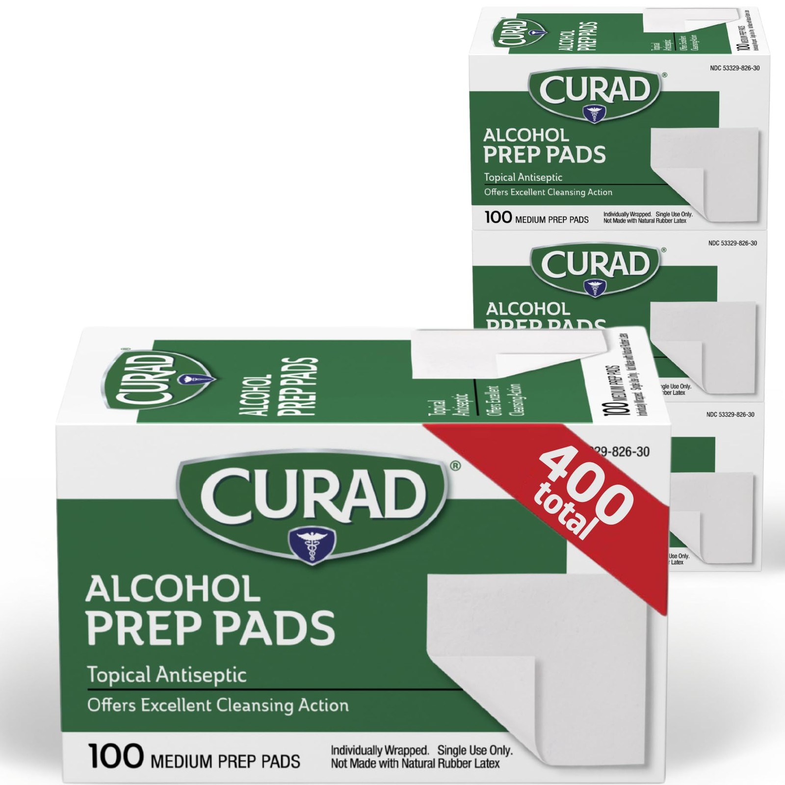 CURAD Alcohol Prep Pads, 400 Count, Medium 70% Isopropyl Alc