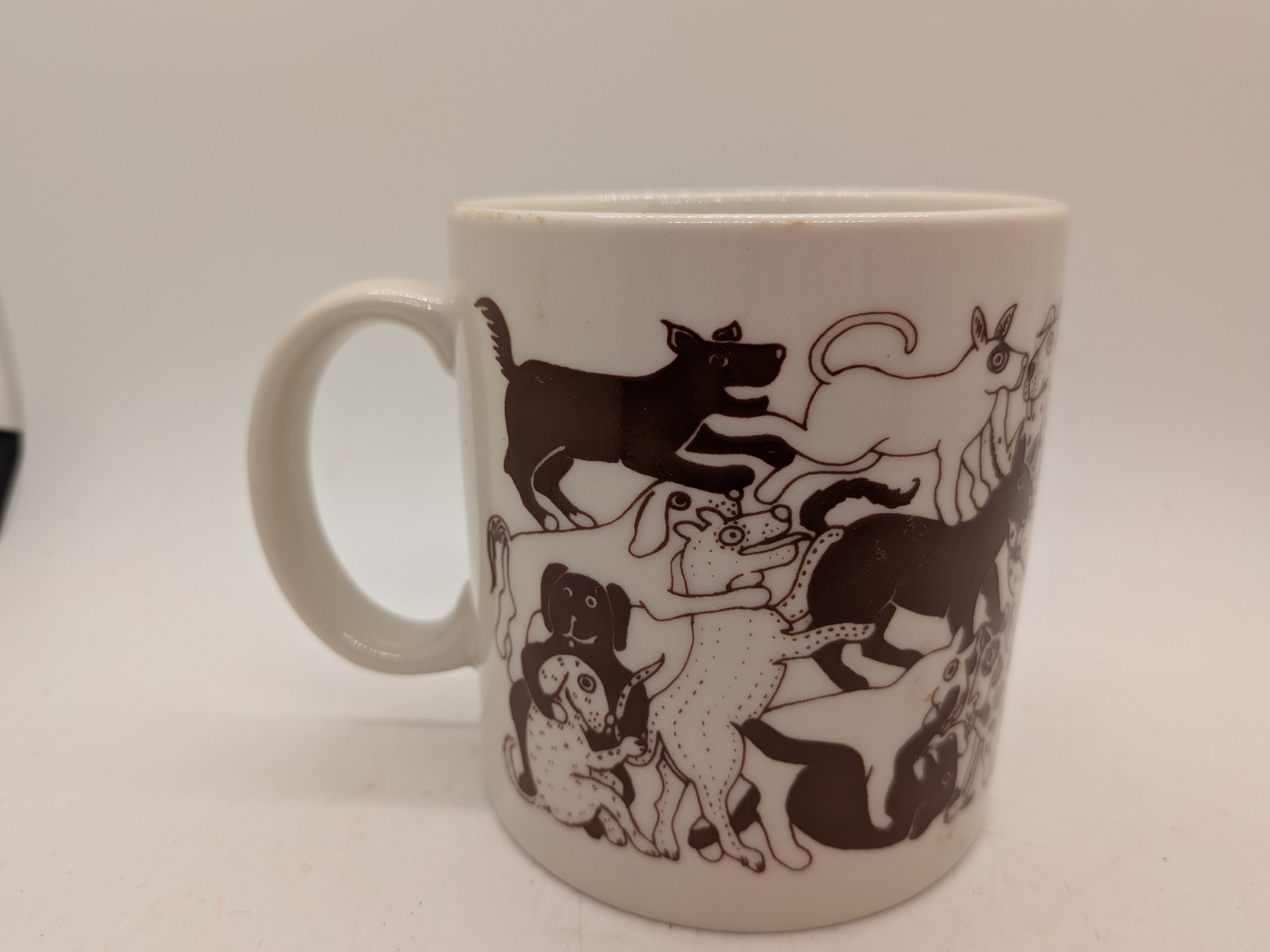 Vintage '79 Taylor & Ng Coffee Mug Brown Naughty Dogs Orgy