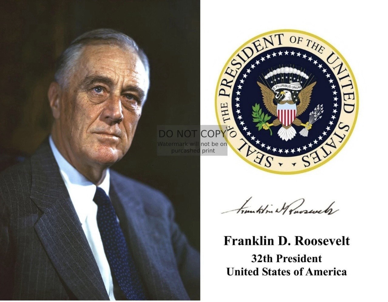 PRESIDENT FRANKLIN DELANORE 8X10 PRINTED SIGNATURE / AUTOGRAPH REPRINT